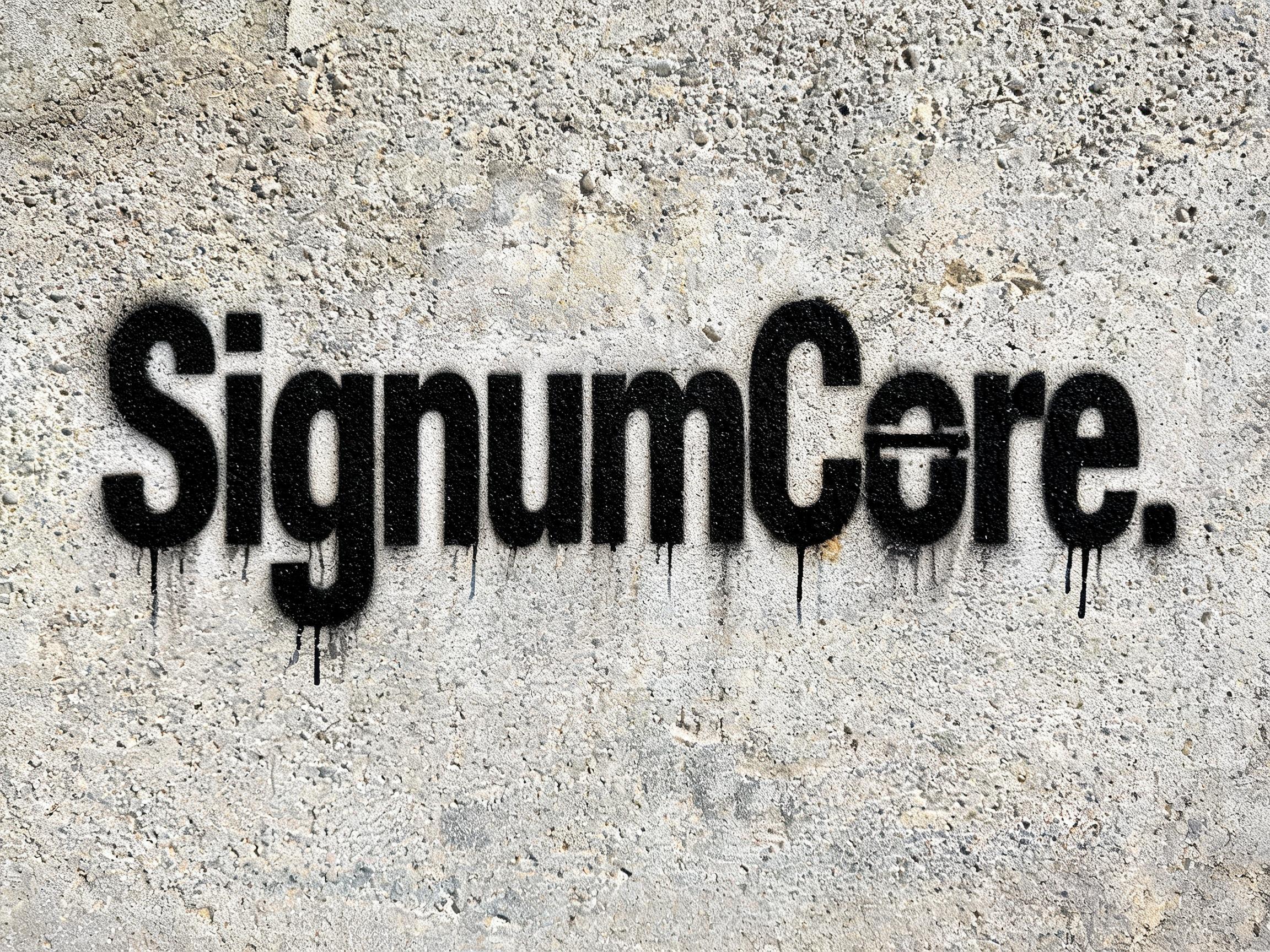 "logo for SignumCore." — Stencil text effect