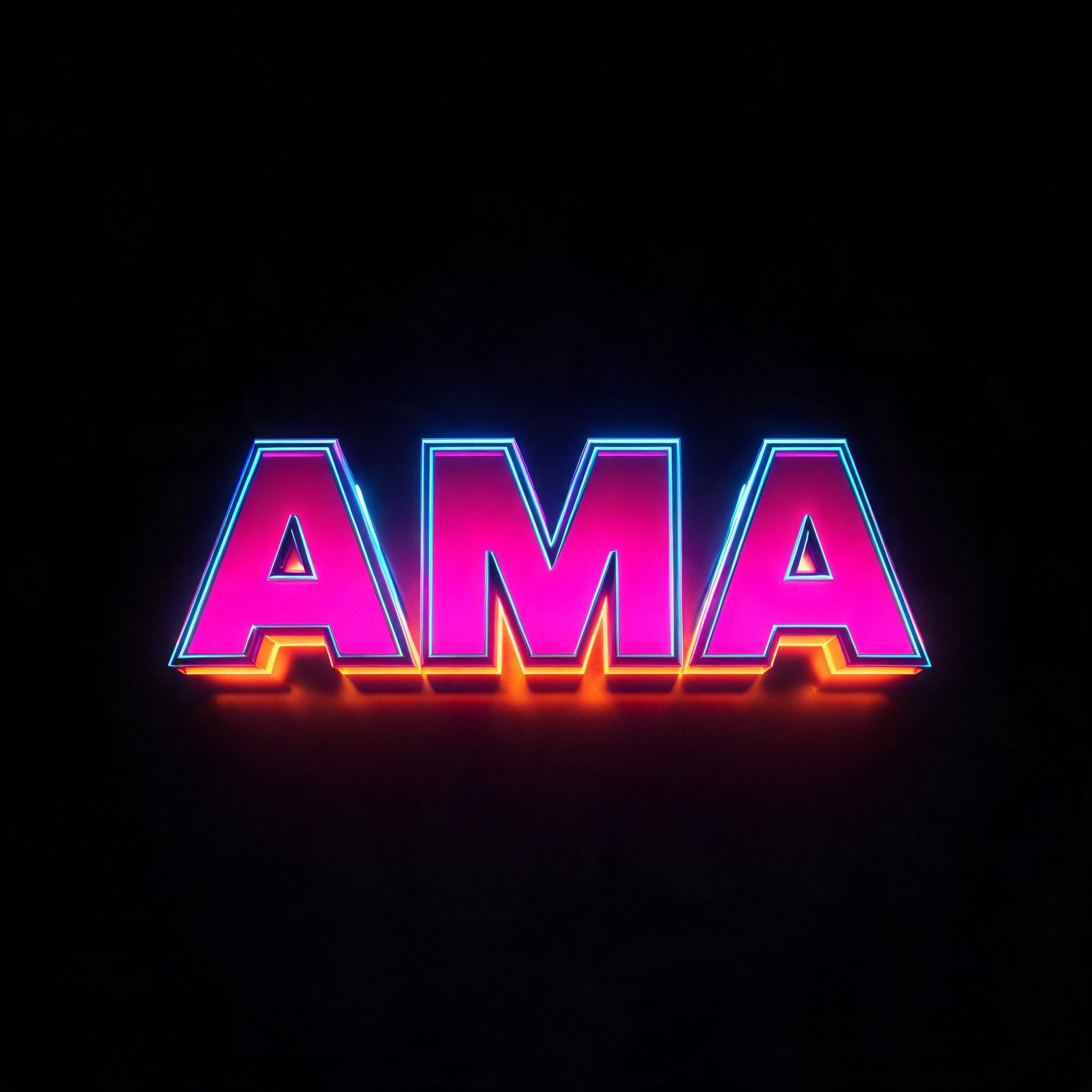 "AMA" — 3d Bold Neon | AI Text Effect Generator