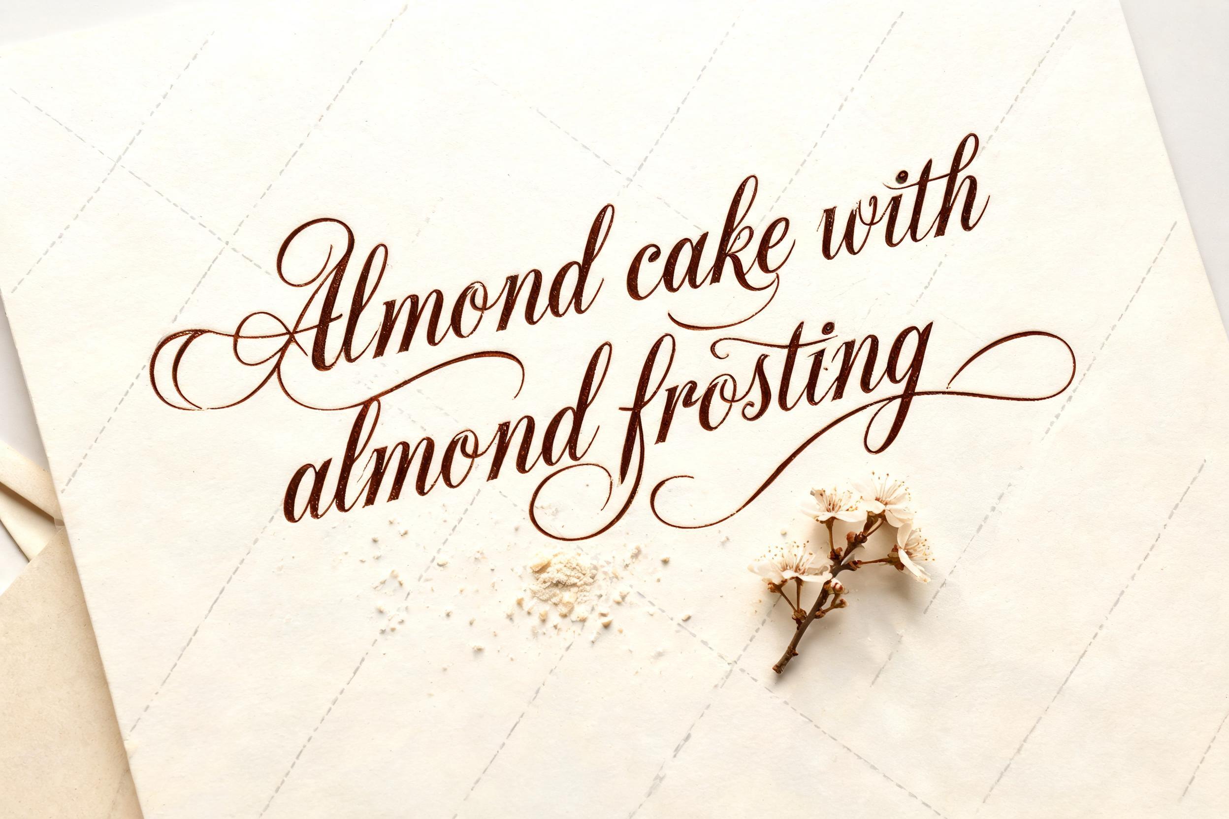 "Almond cake with almond frosting" — Cursive Calligraphy | AI Text Effect Generator