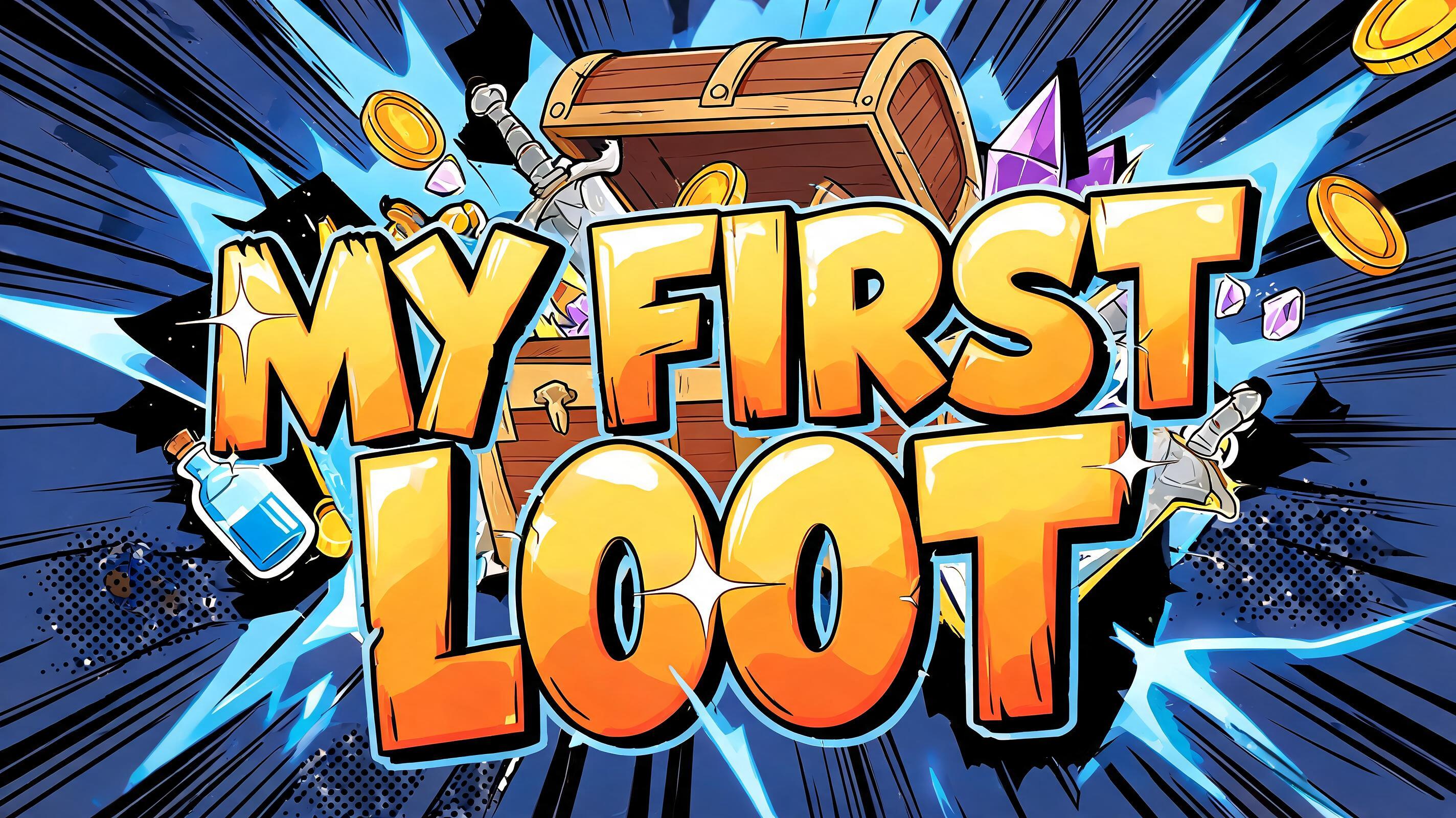 "My first loot" — Anime text effect