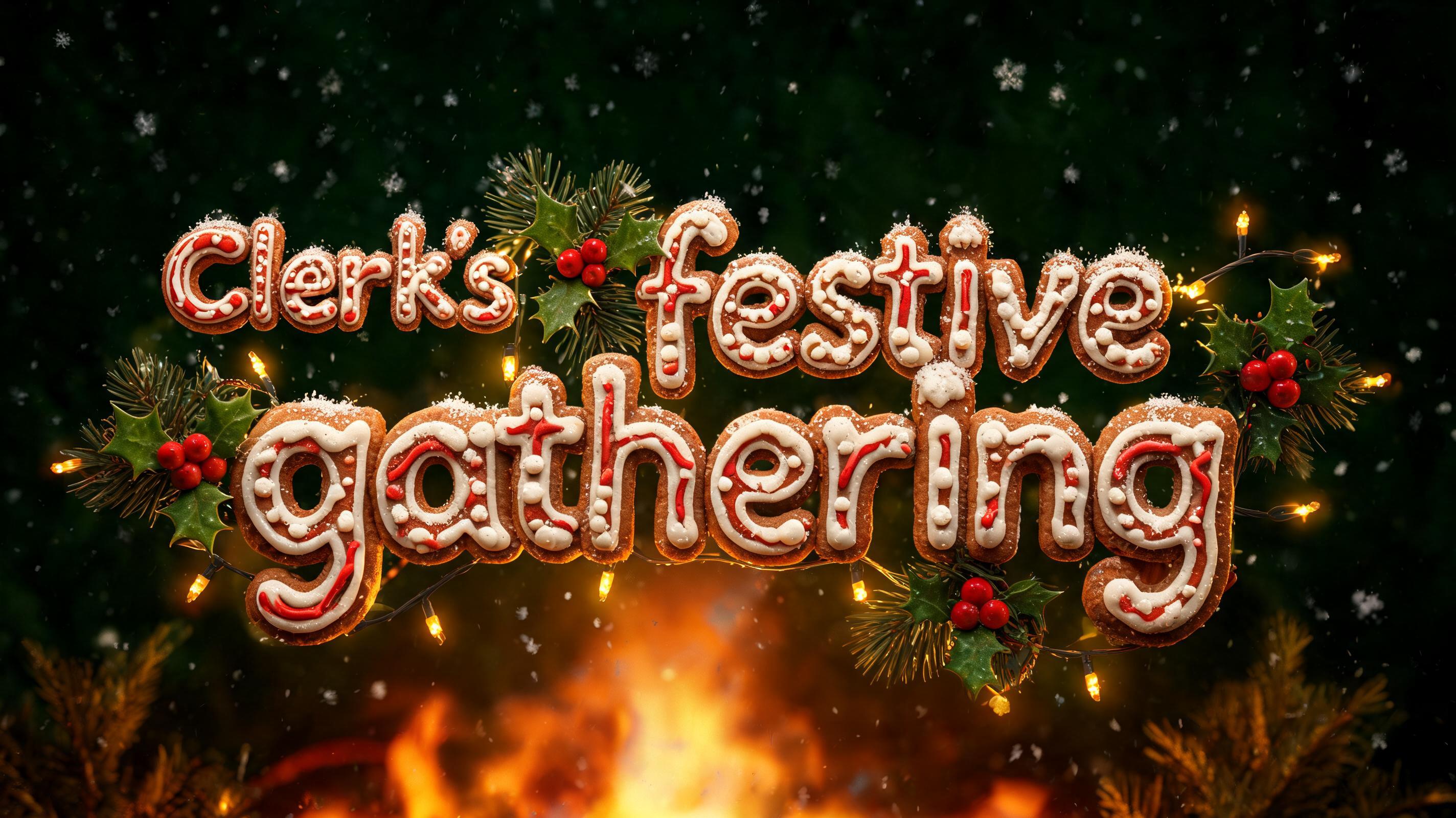 "Clerk's festive gathering" — Christmas text effect