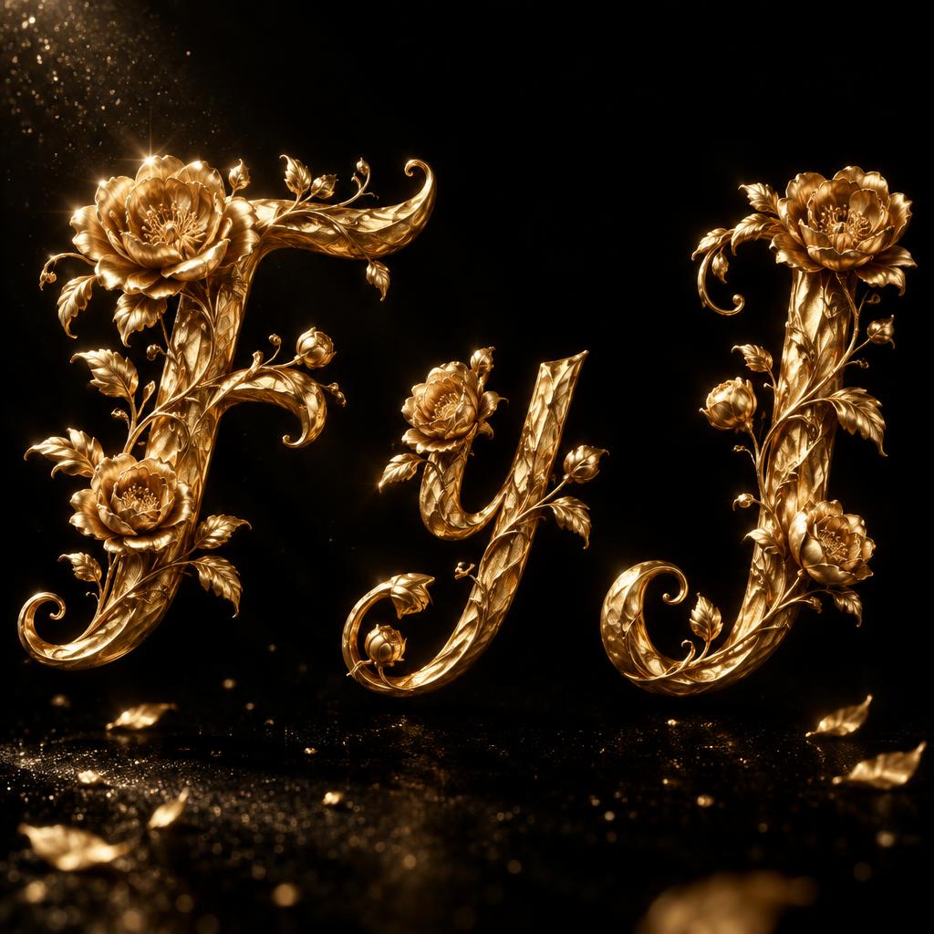 "F y J" — Luxury Gold | AI Text Effect Generator