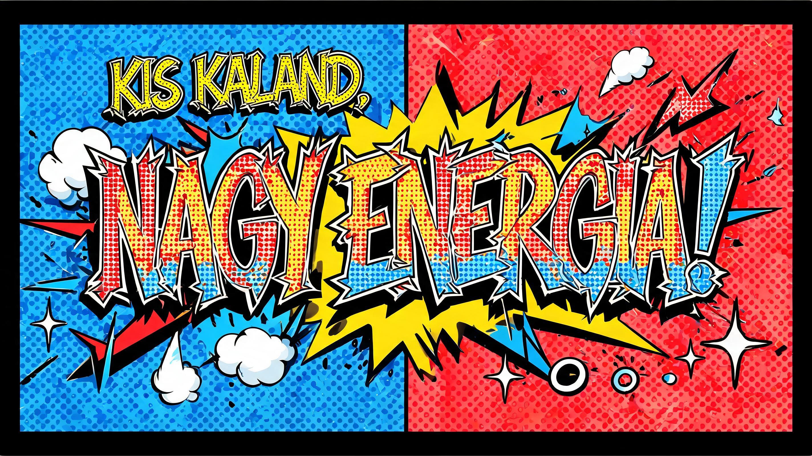 "KIS KALAND, NAGY ENERGIA!" — Pop Art | AI Text Effect Generator