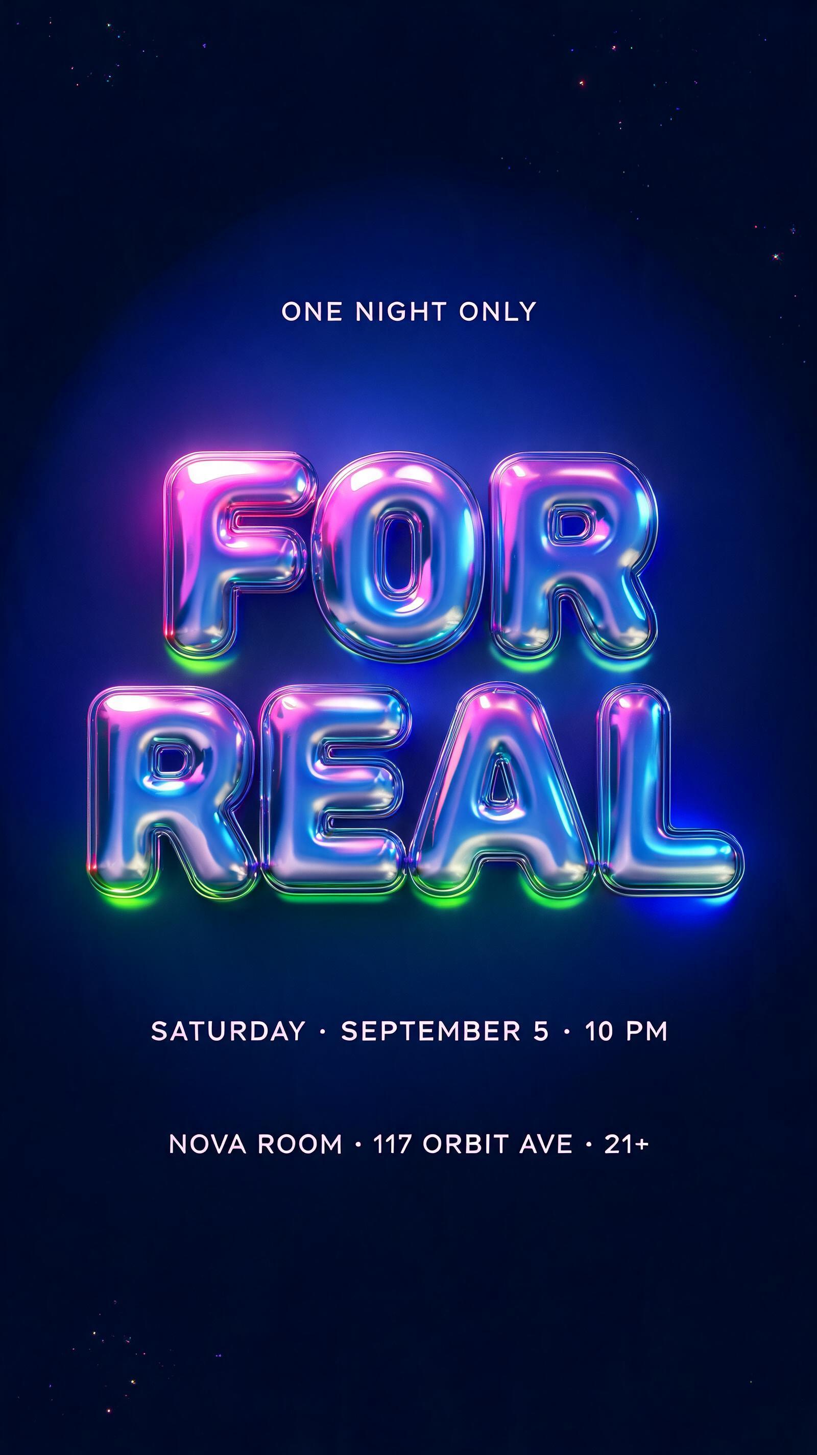 "FOR REAL" — Y2k | AI Text Effect Generator