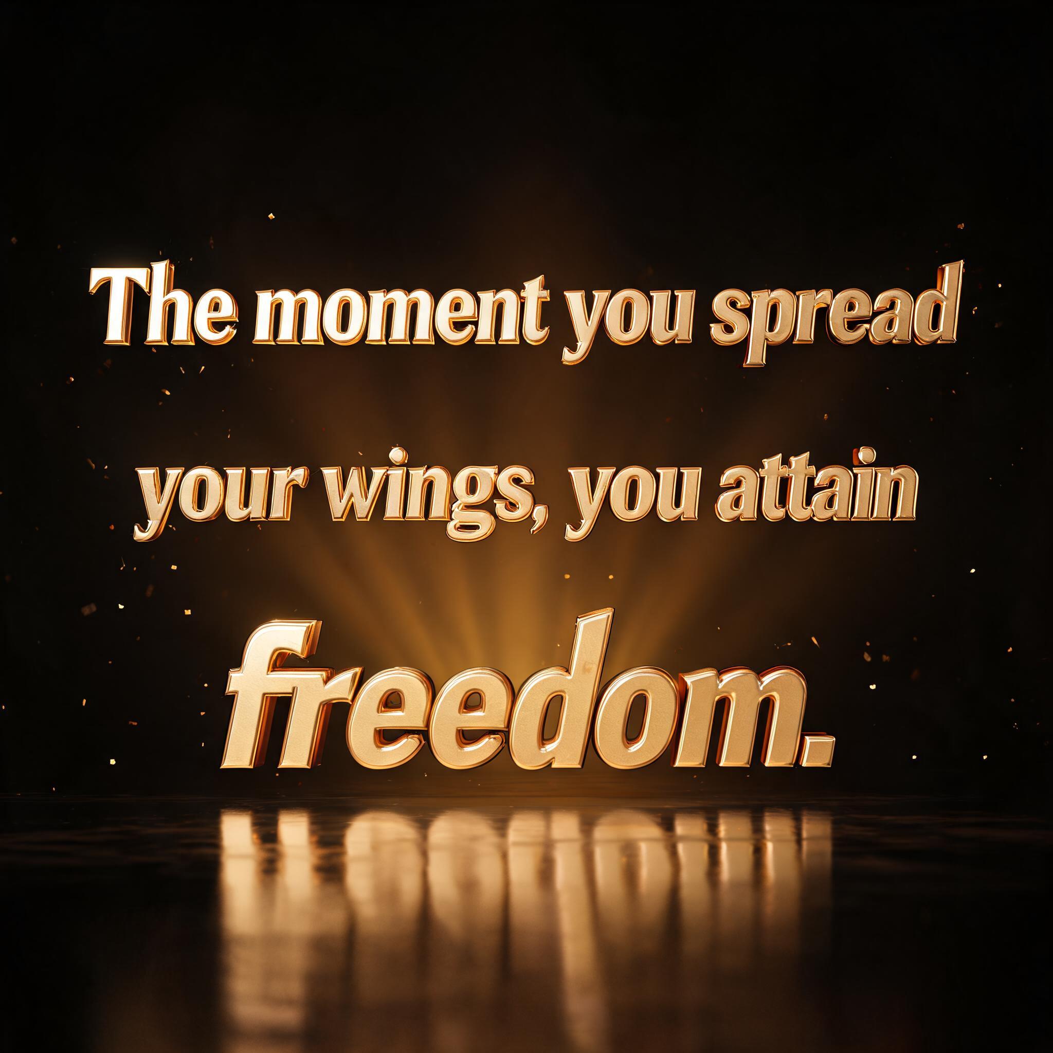 "The moment you spread your wings, you attain freedom." — 3d Bold Gold | AI Text Effect Generator