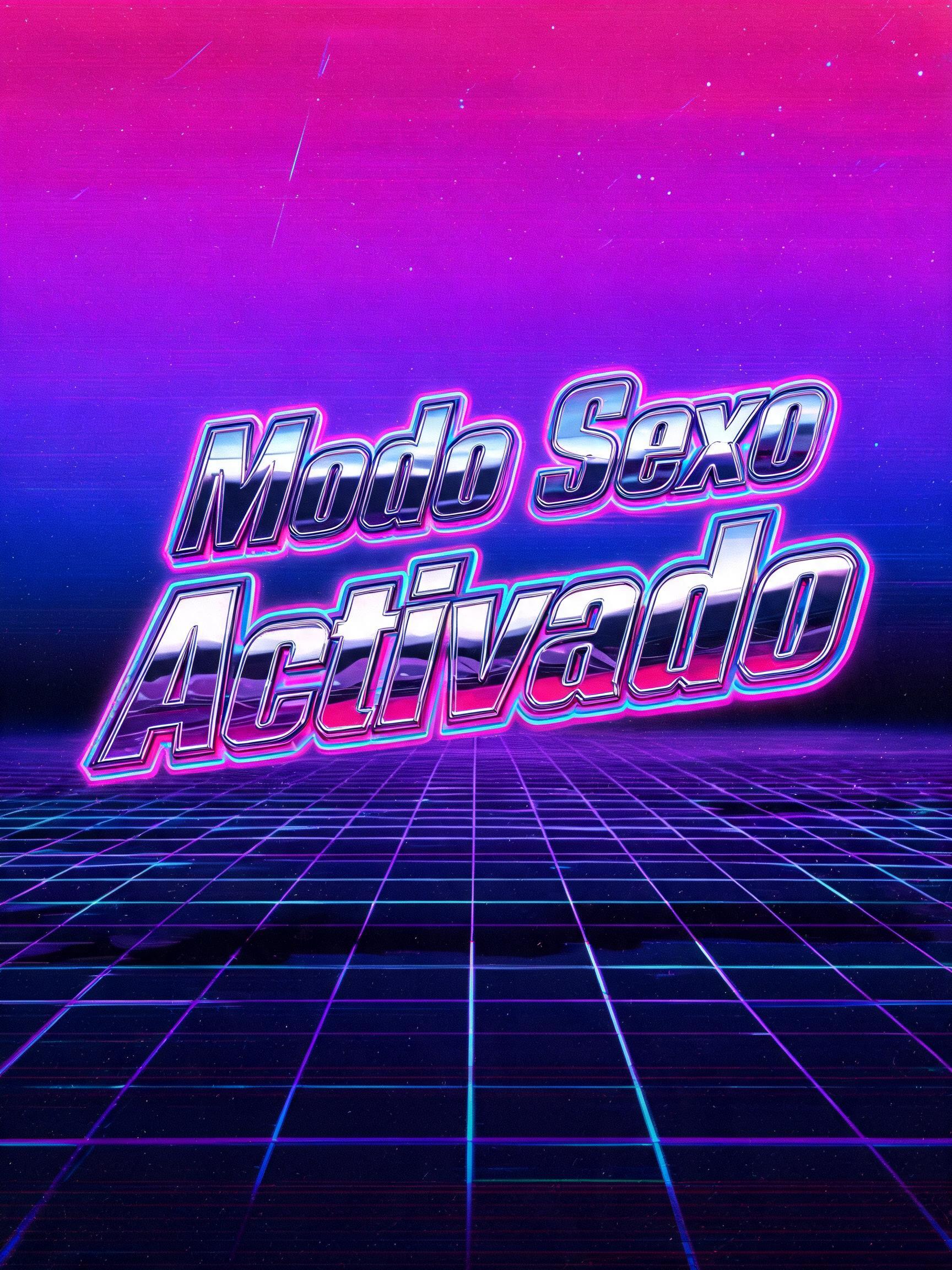 "Modo Sexo 
Activado" — Neon 80s text effect