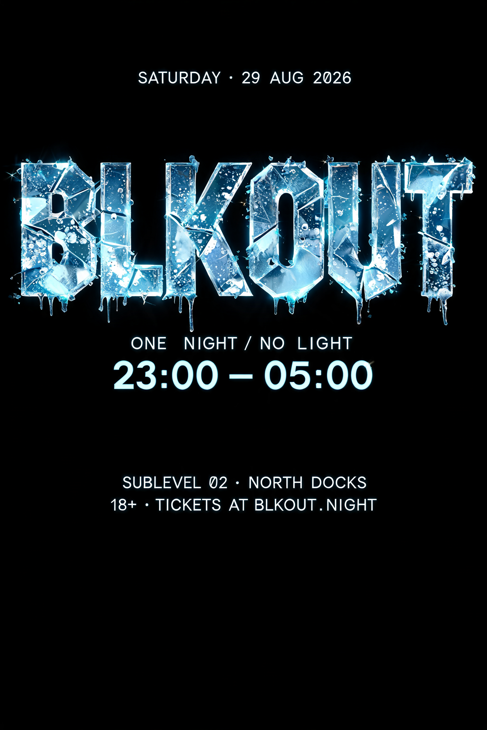 "BLKOUT" — Glass Frozen text effect