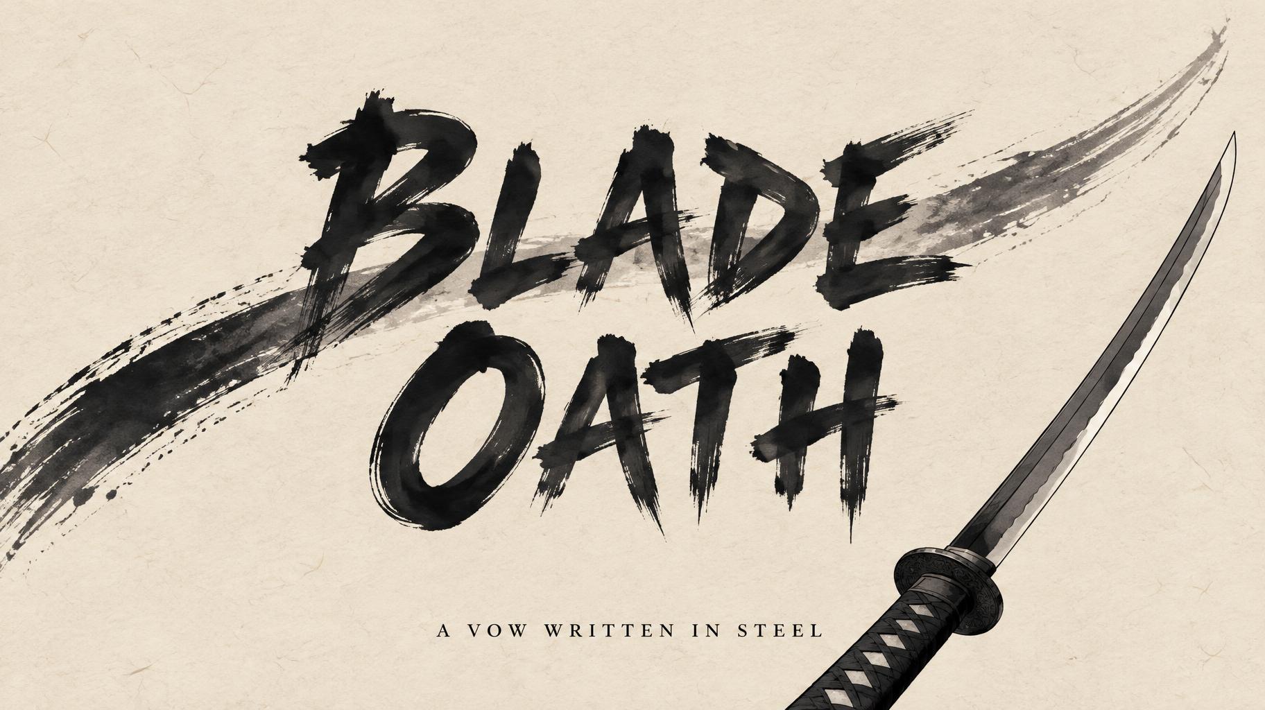 "BLADE OATH
A VOW WRITTEN IN STEEL" — Brush Japanese Ink | AI Text Effect Generator
