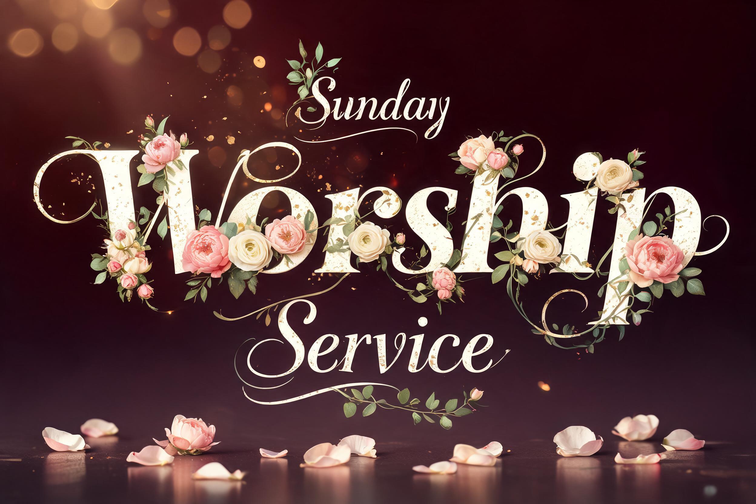 "Sunday Worship Service" — Mothers Day text effect