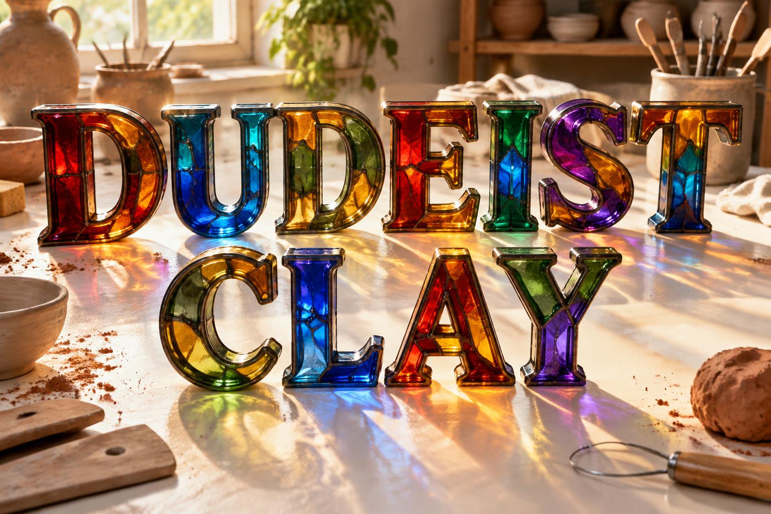 "DUDEIST CLAY" — Glass Color | AI Text Effect Generator