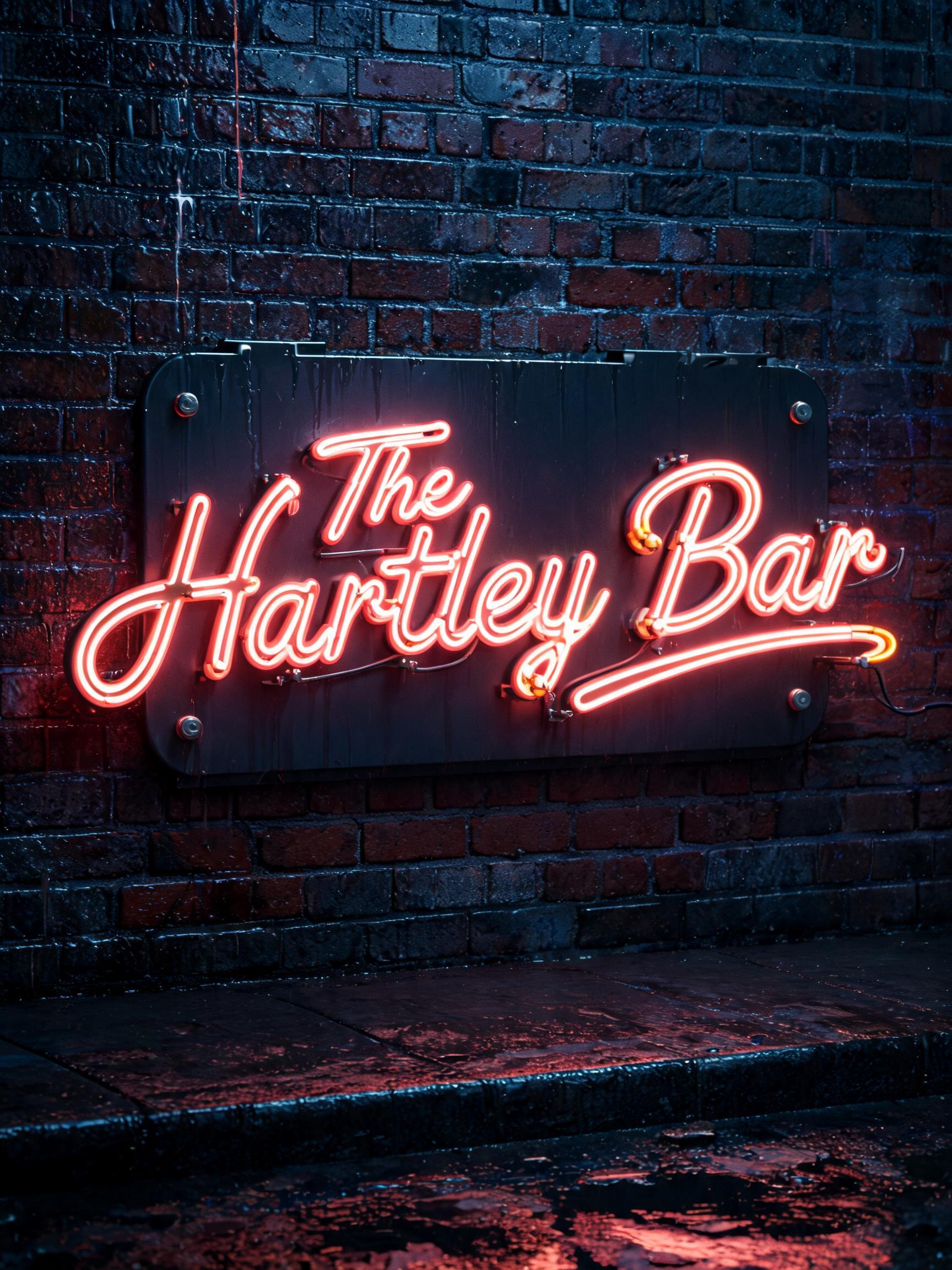 "The Hartley Bar" — Neon Sign | AI Text Effect Generator
