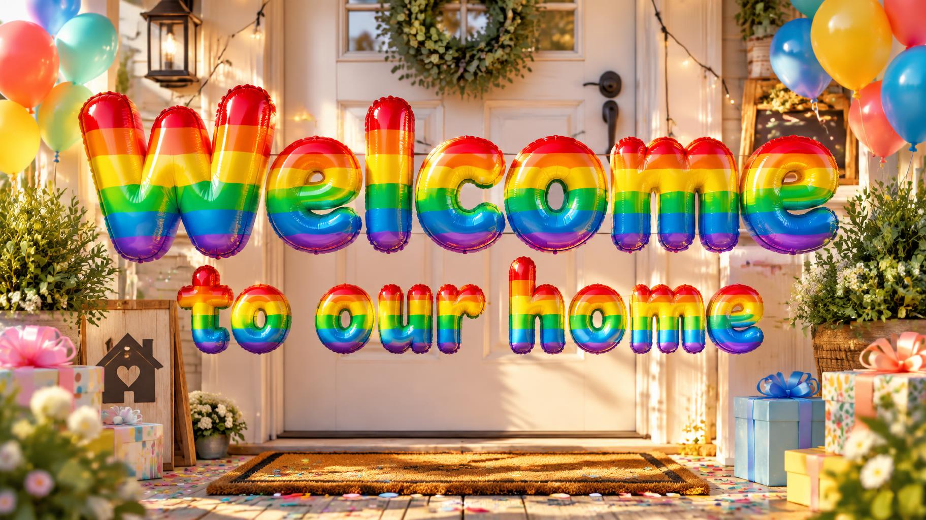 "Welcome to our home" — Rainbow | AI Text Effect Generator
