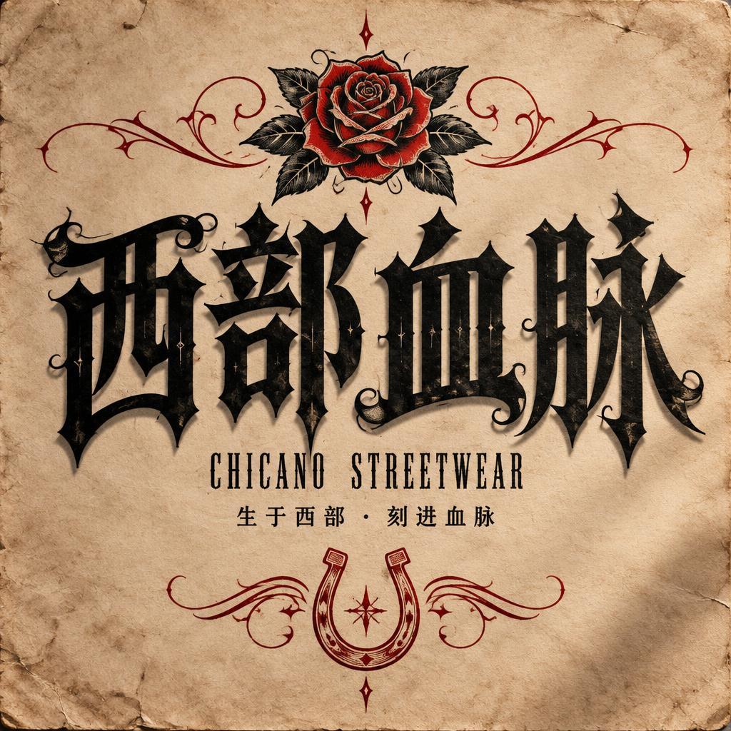 "西部血脉
CHICANO STREETWEAR
生于西部 · 刻进血脉" — Chicano | AI Text Effect Generator