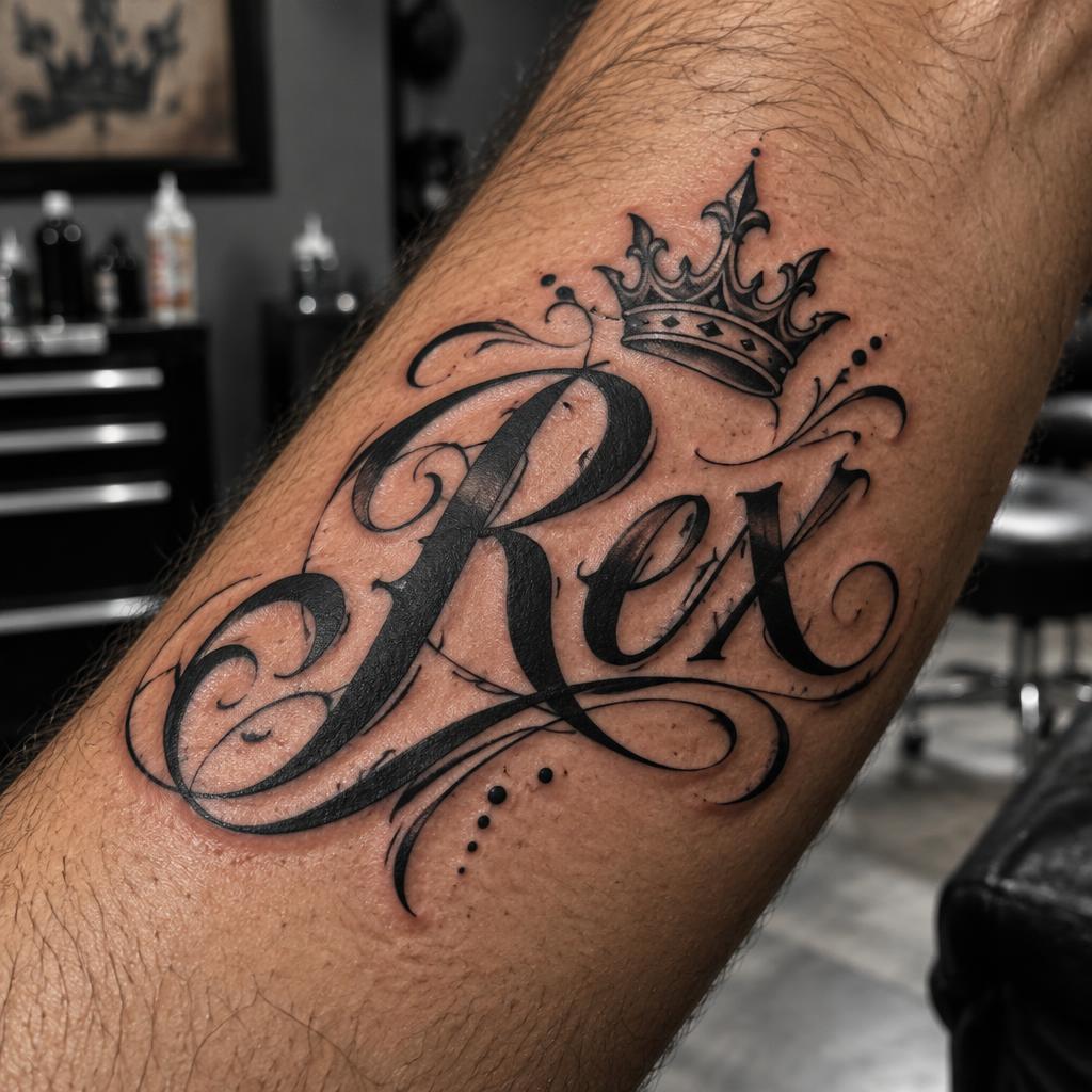 "Rex" — Tattoo text effect