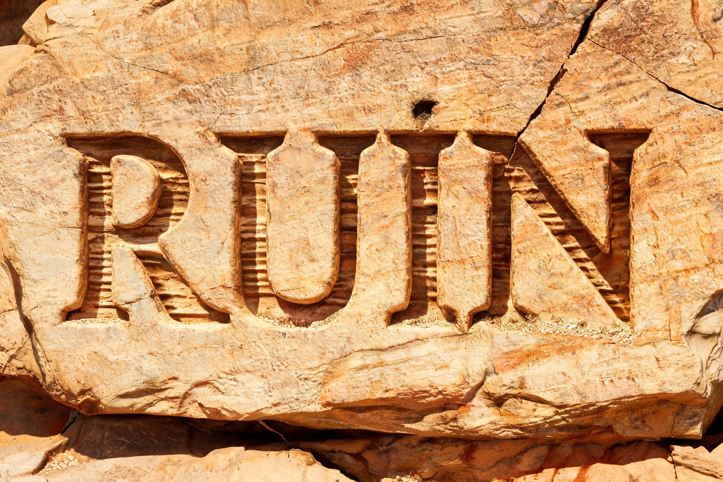 "Ruin" — Sand Stone | AI Text Effect Generator