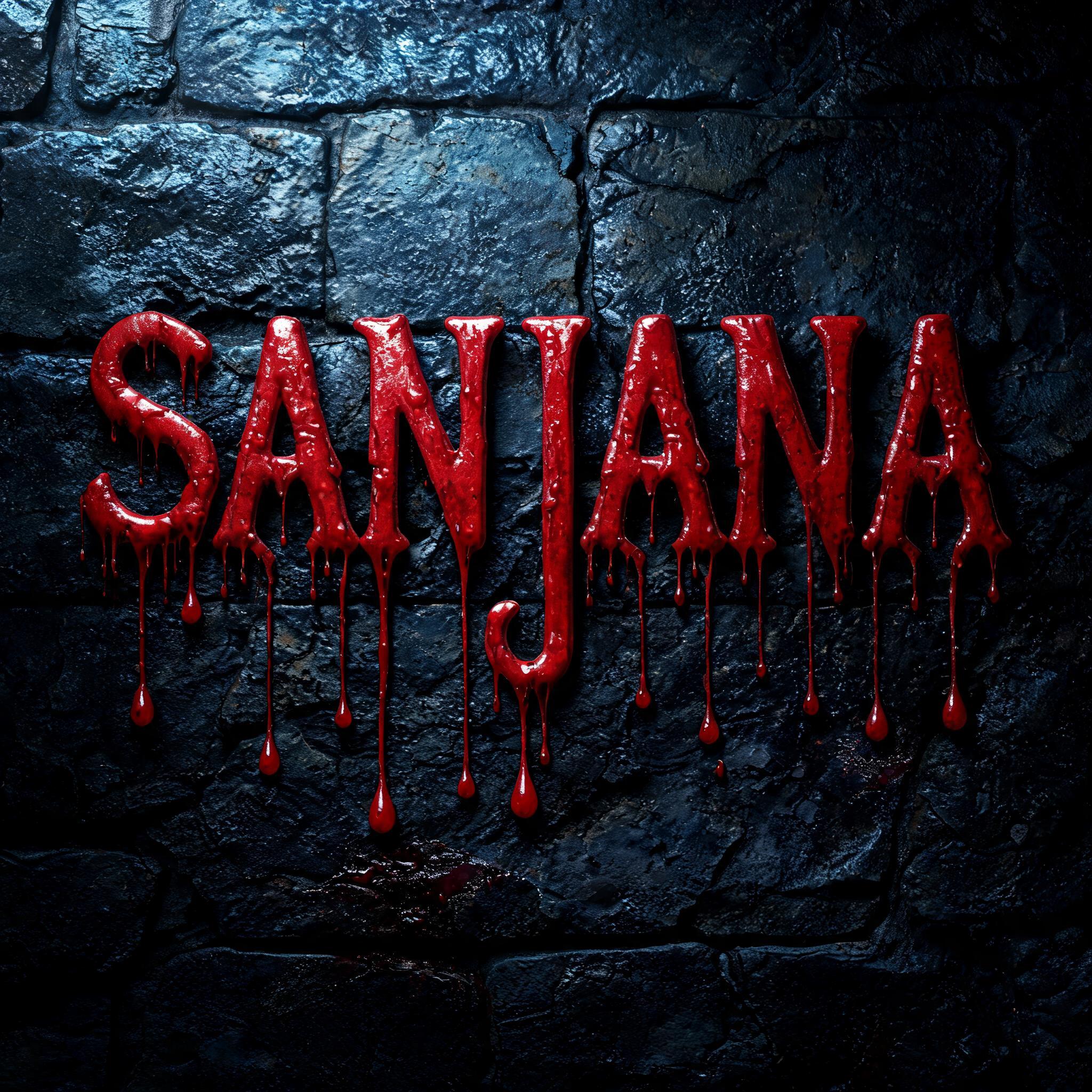 "Sanjana" — Drip Font Blood | AI Text Effect Generator