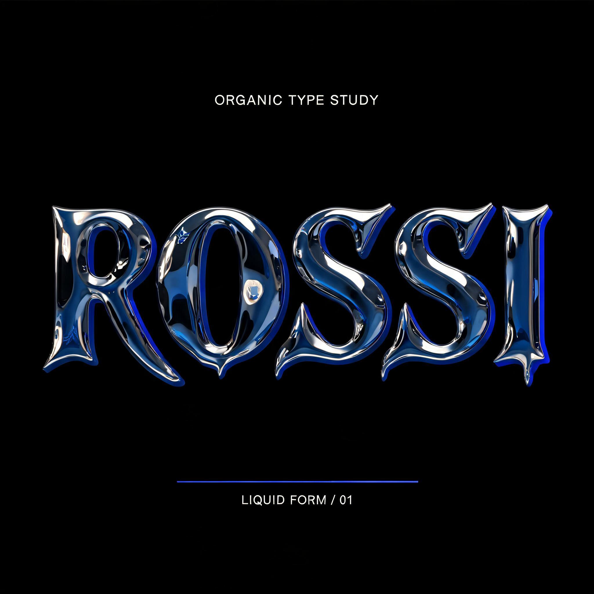 "organic font for rossi." — Chrome Metal 3d | AI Text Effect Generator