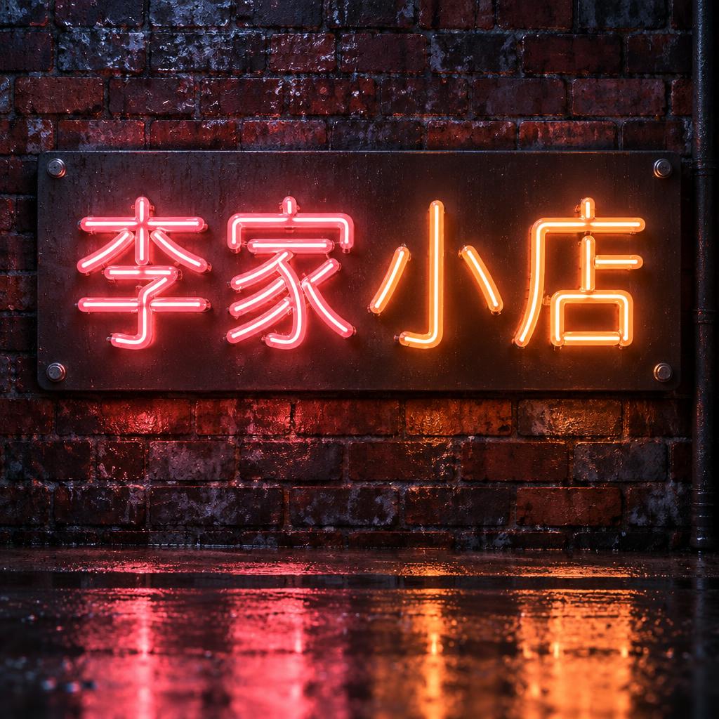 "李家小店" — Neon Sign | AI Text Effect Generator