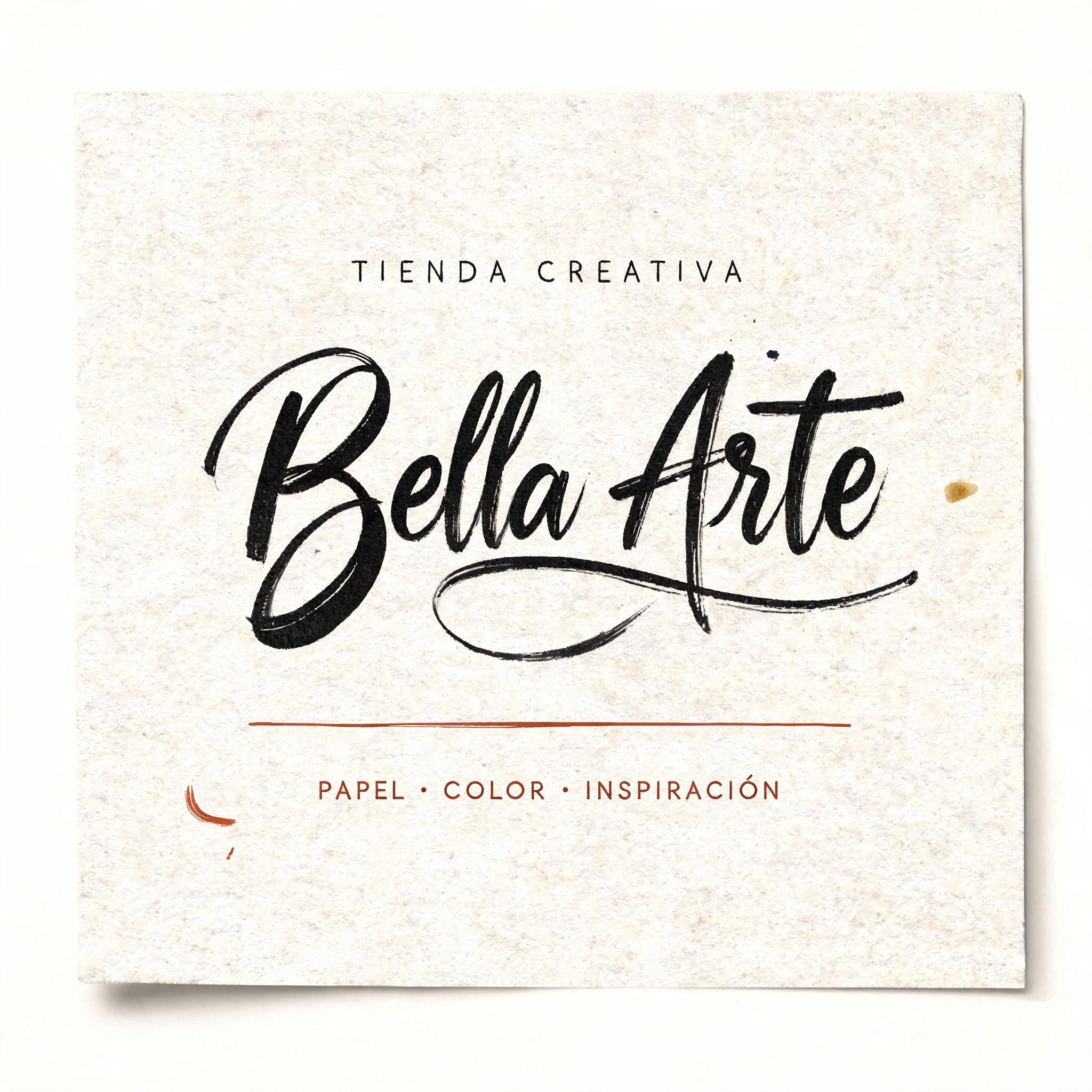 "Bella Arte
TIENDA CREATIVA
PAPEL · COLOR · INSPIRACIÓN" — Brush Stroke | AI Text Effect Generator