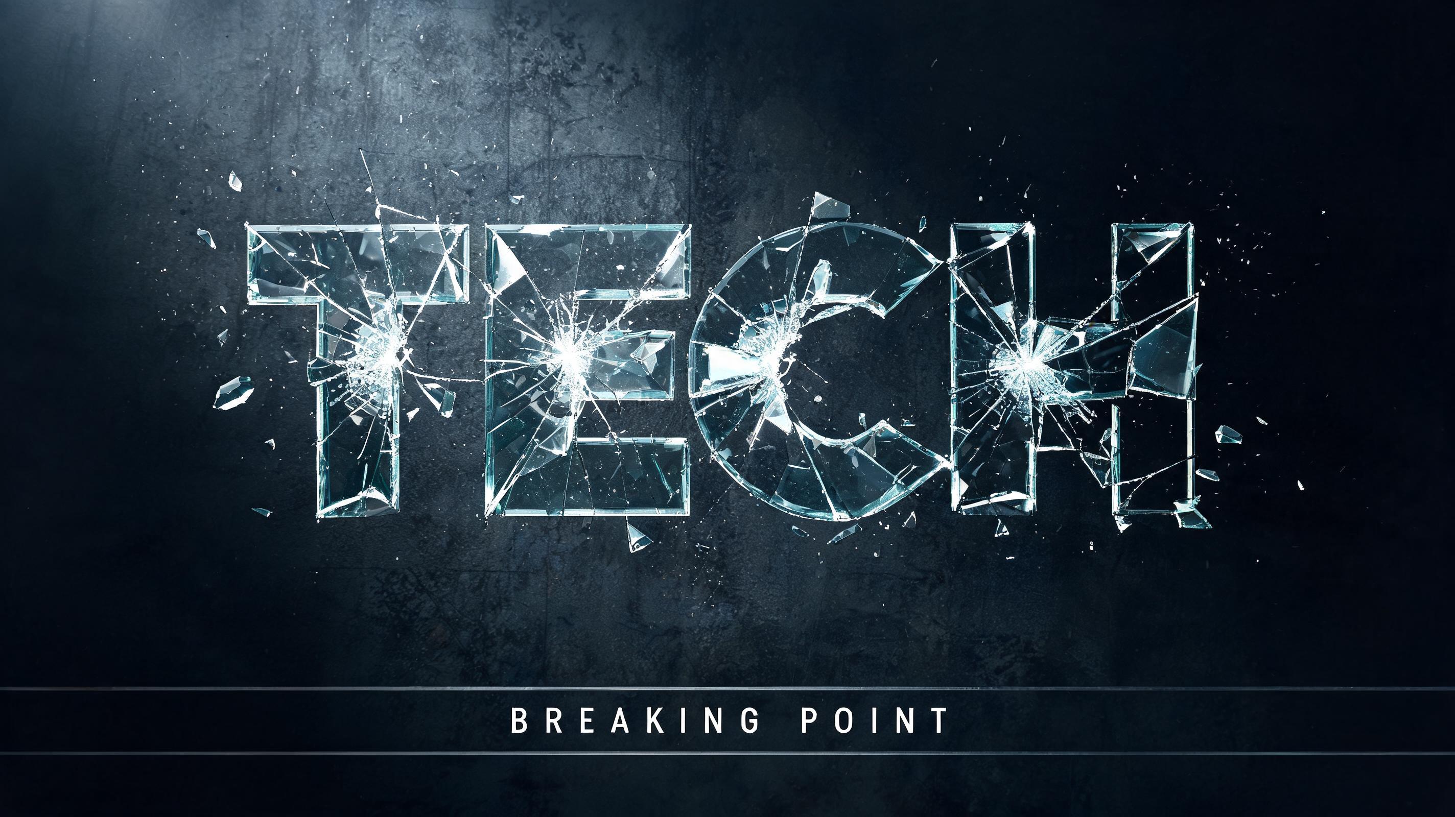 "TECH" — Glass Broken text effect
