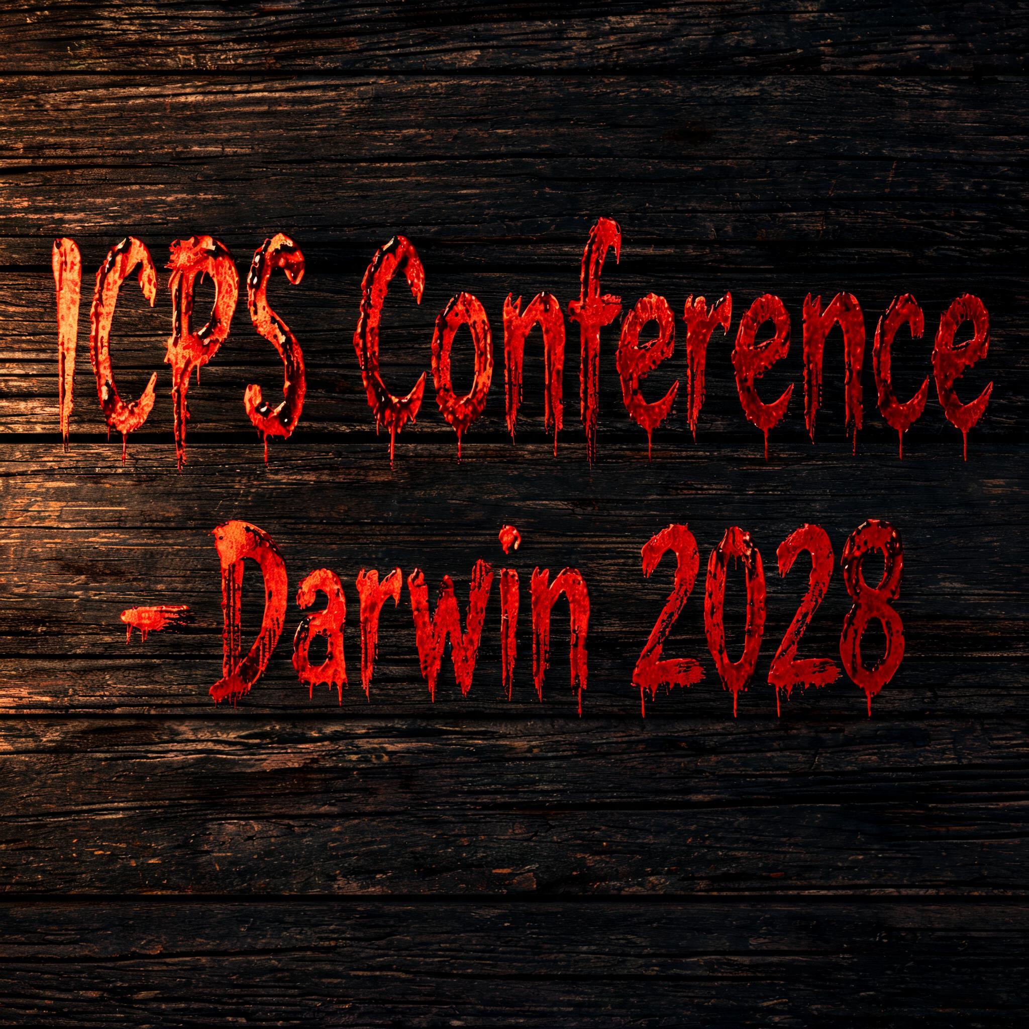 "ICPS Conference - Darwin 2028" — Drip Font Blood | AI Text Effect Generator
