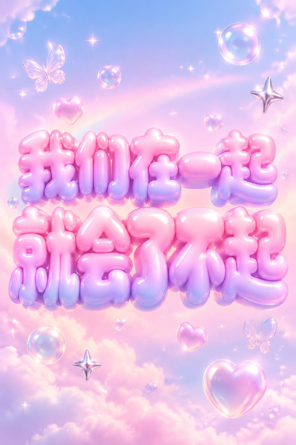 "我们在一起就会了不起" — Y2k Bubbly | AI Text Effect Generator