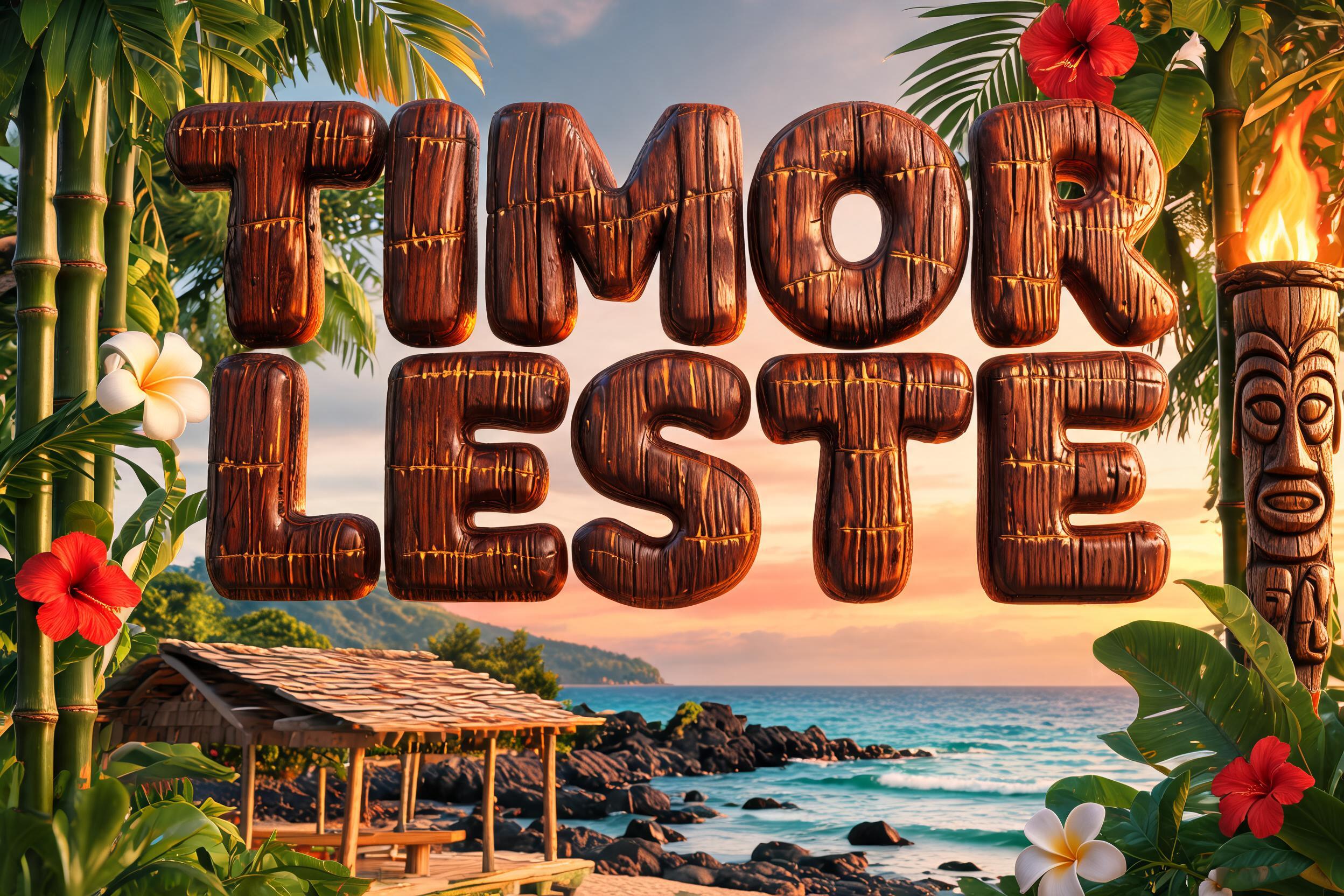 "TIMOR LESTE" — Hawaiian | AI Text Effect Generator