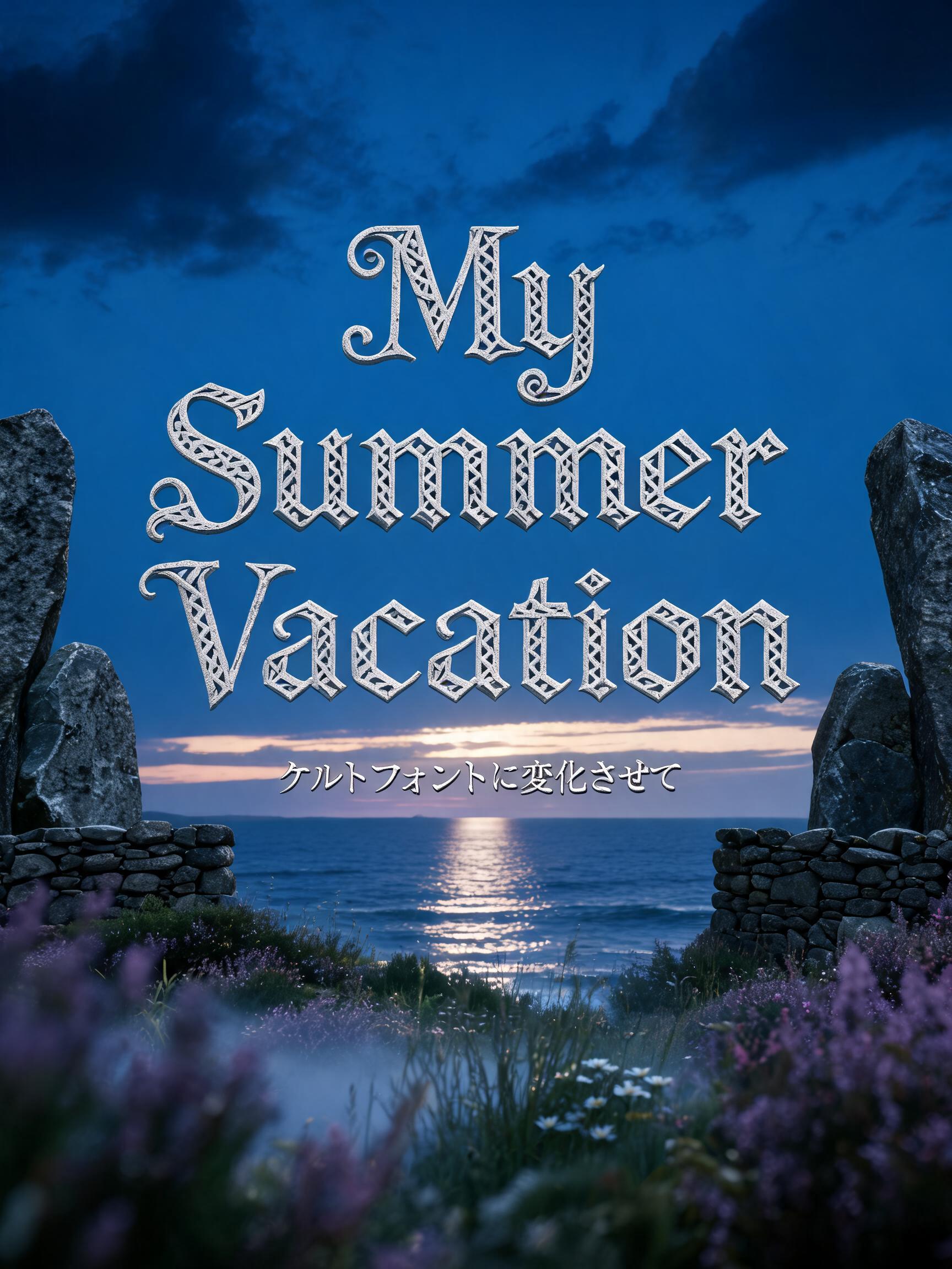 "My 
Summer 
Vacation
　　　　　ケルトフォントに変化させて" —  | AI Text Effect Generator