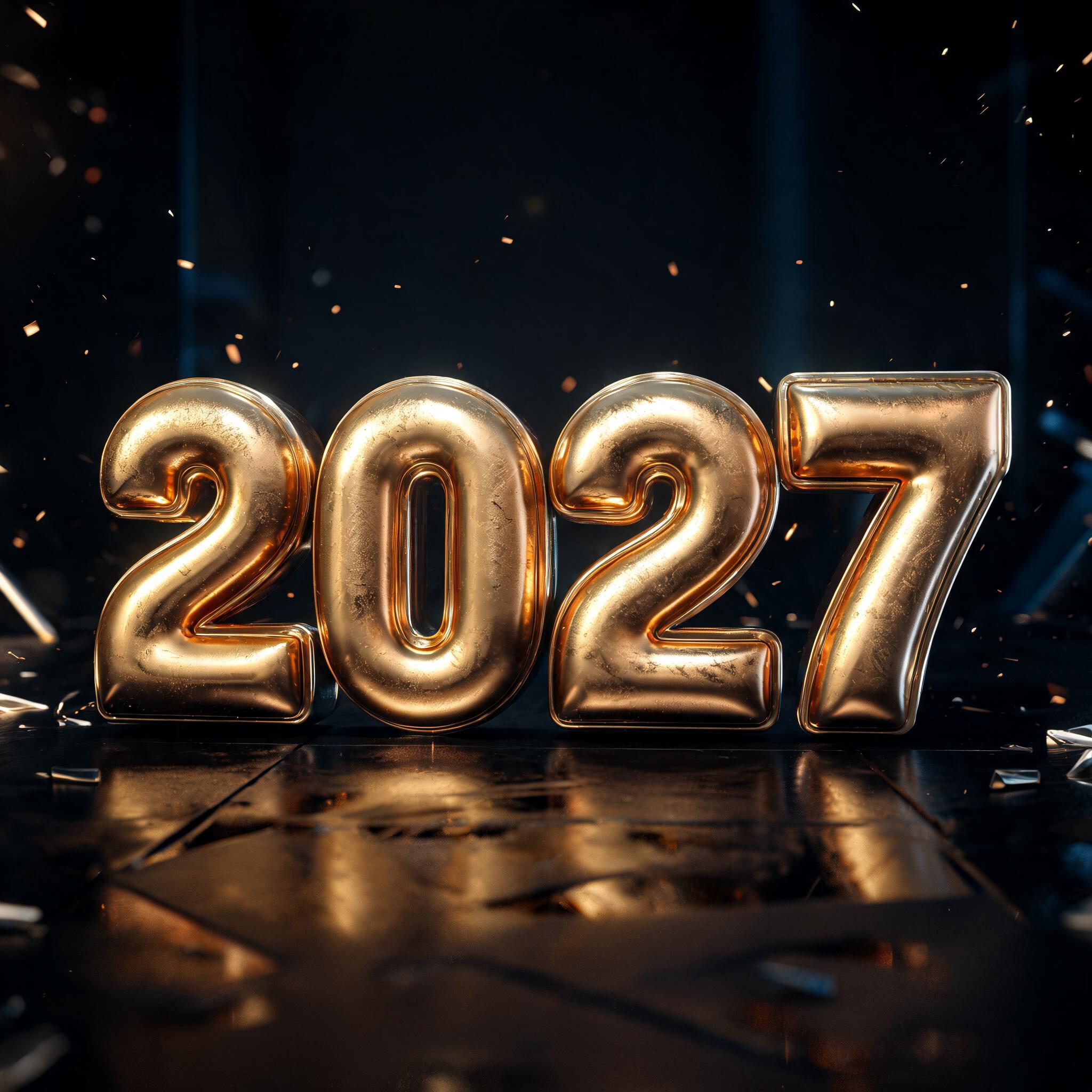 "2027" — Metallic | AI Text Effect Generator