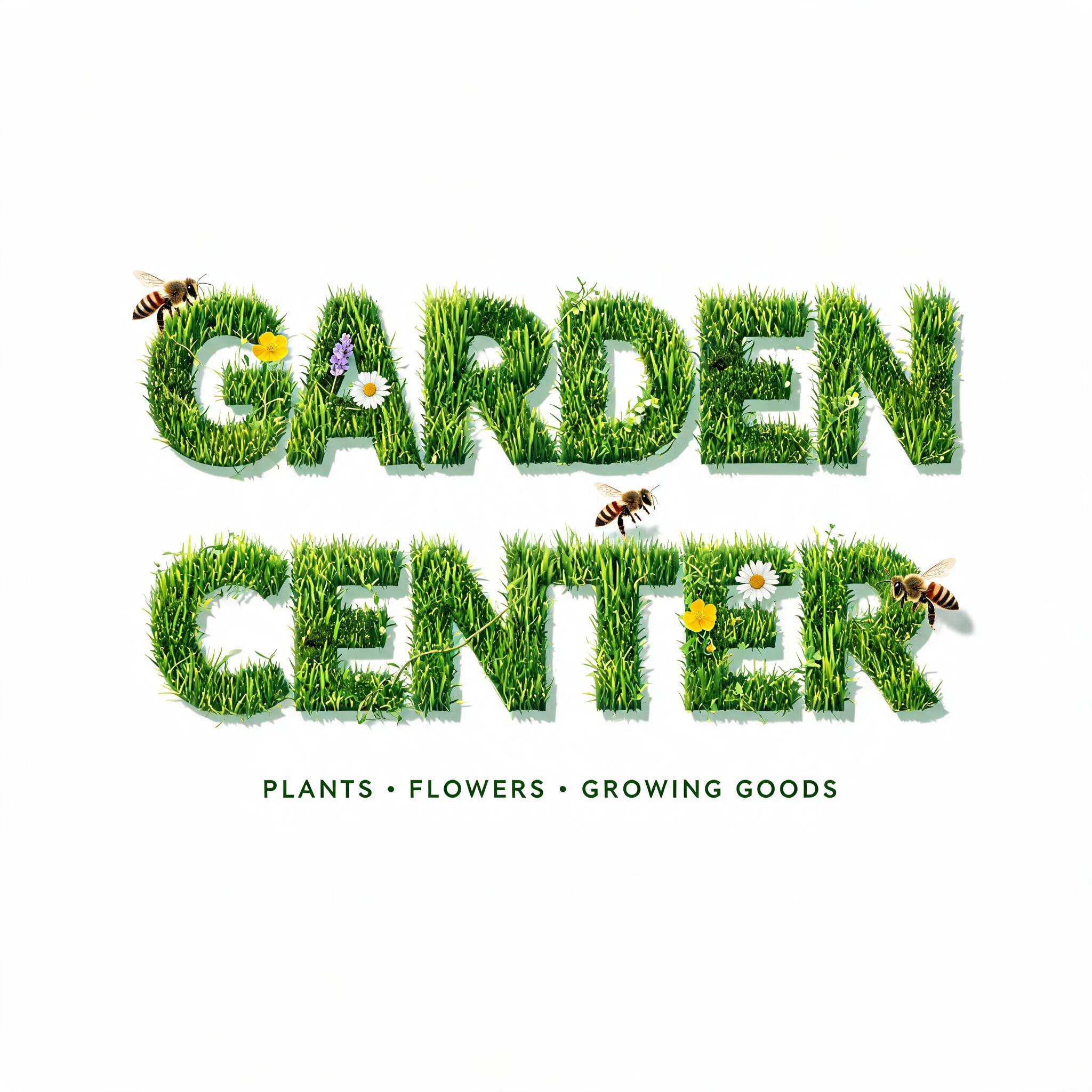 "Make some text covered in grass, with flowers and bees that is on a plain white background that says "Garden Center"" — 3d Bold | AI Text Effect Generator