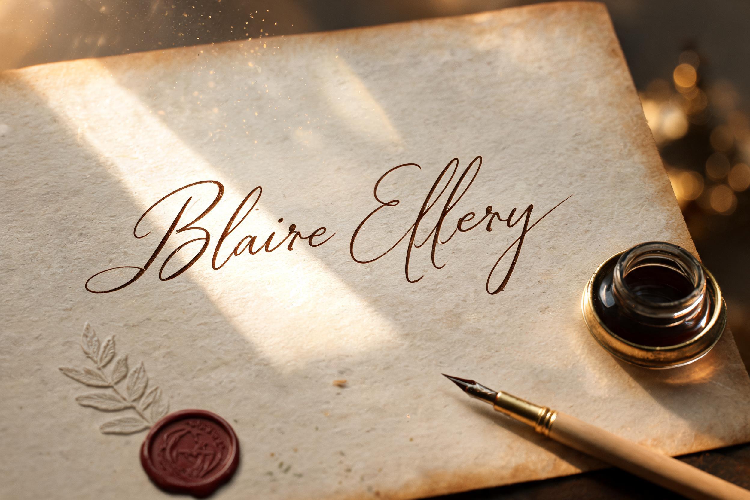 "Blaire Ellery" — Handwritten Script | AI Text Effect Generator