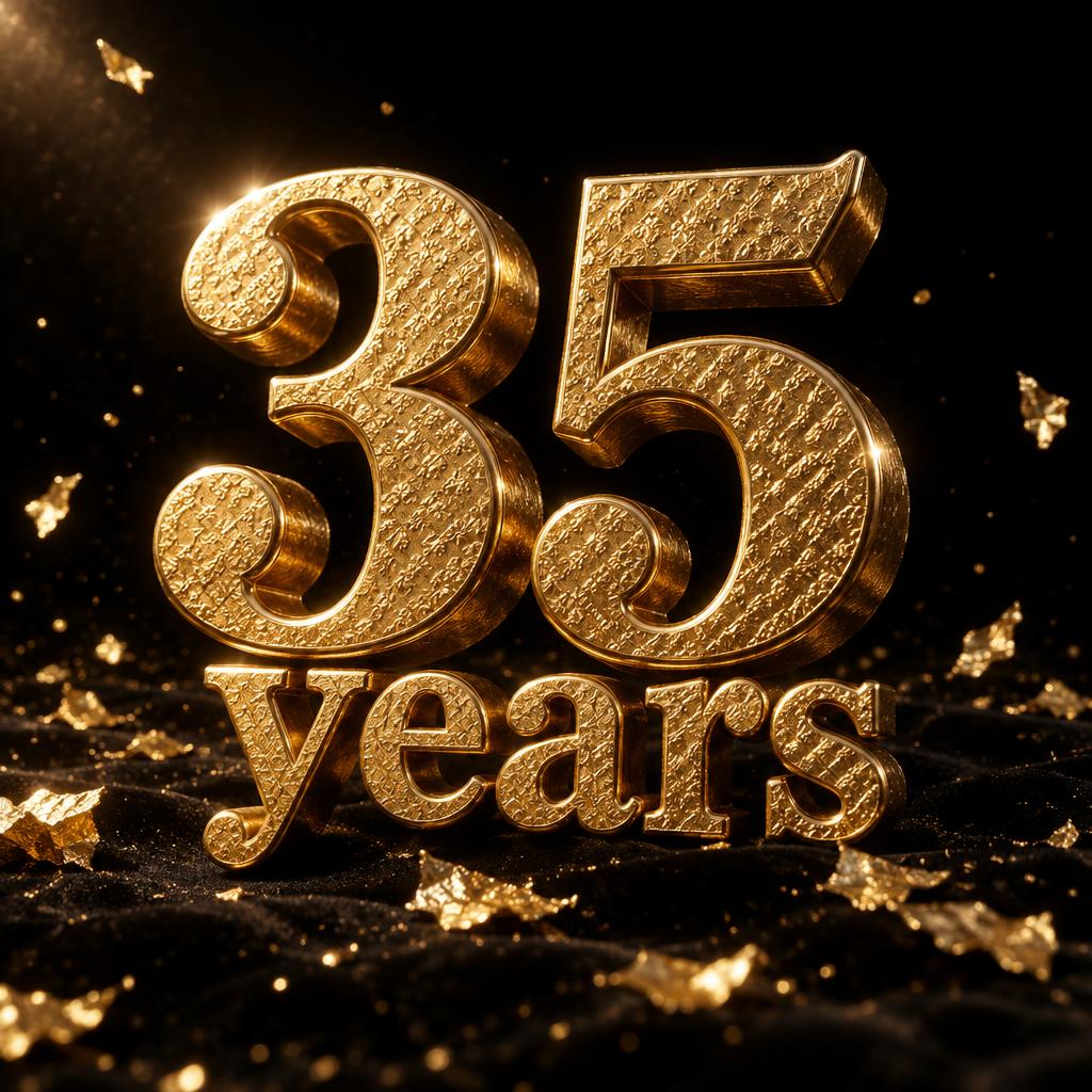 "35 years" — Luxury Gold | AI Text Effect Generator
