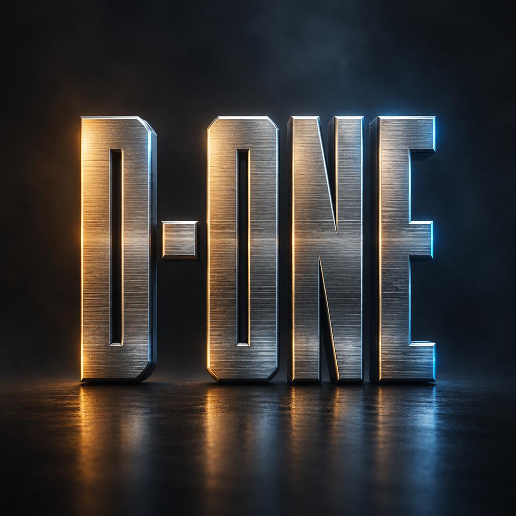 "D-ONE" — Metallic | AI Text Effect Generator