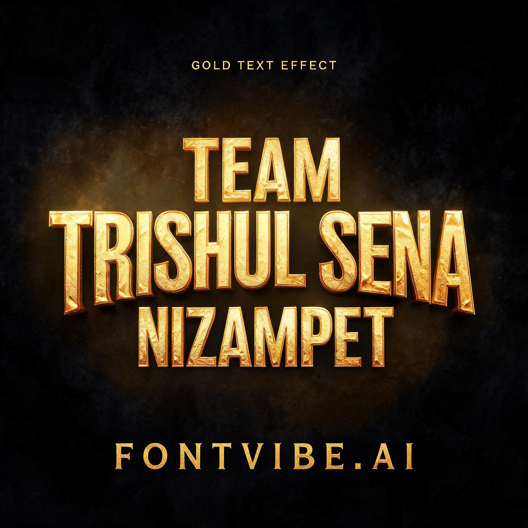 "TEAM TRISHUL SENA NIZAMPET" — Metallic | AI Text Effect Generator