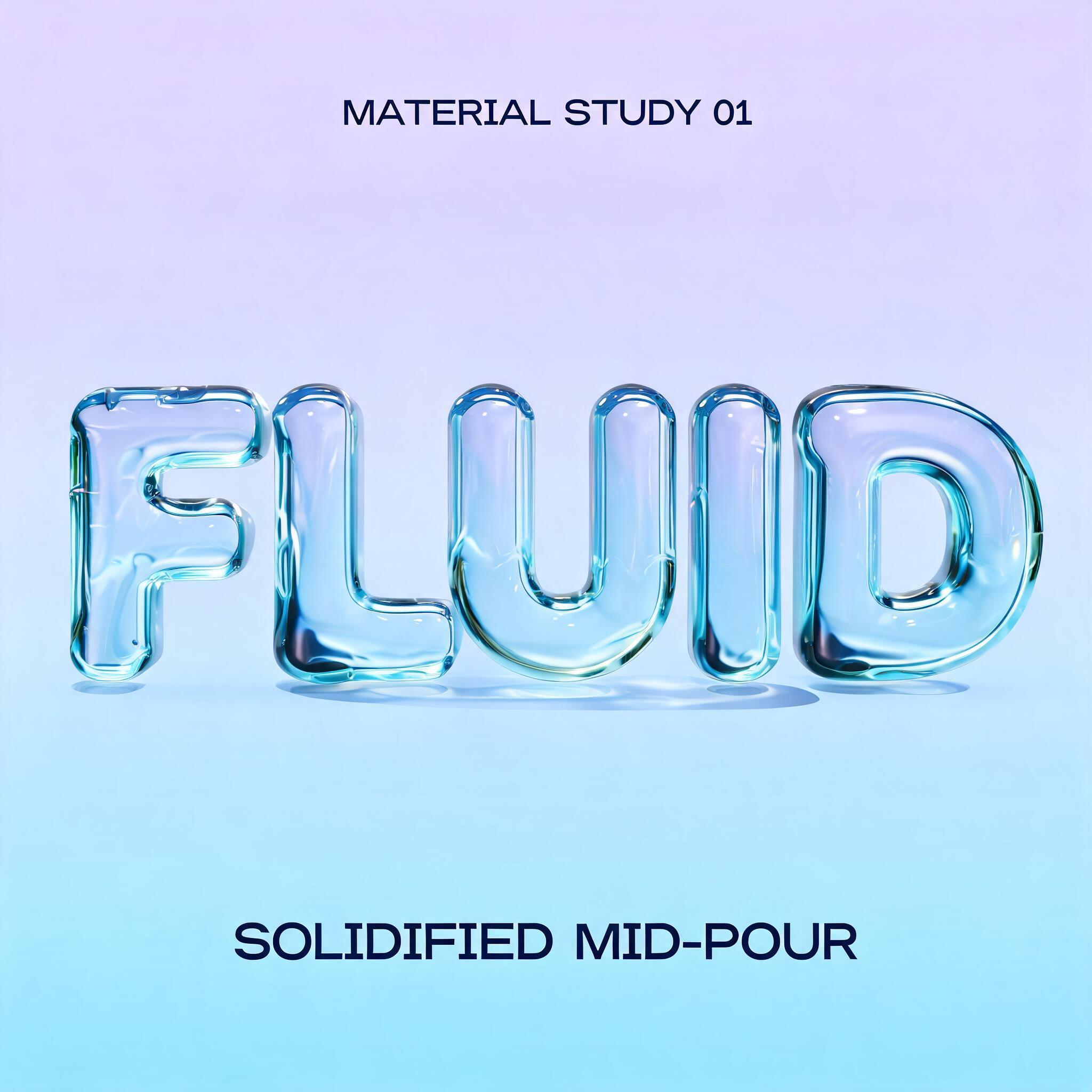 "Make me molten glass letters that say FLUID caught mid-pour" — Glass Liquid | AI Text Effect Generator