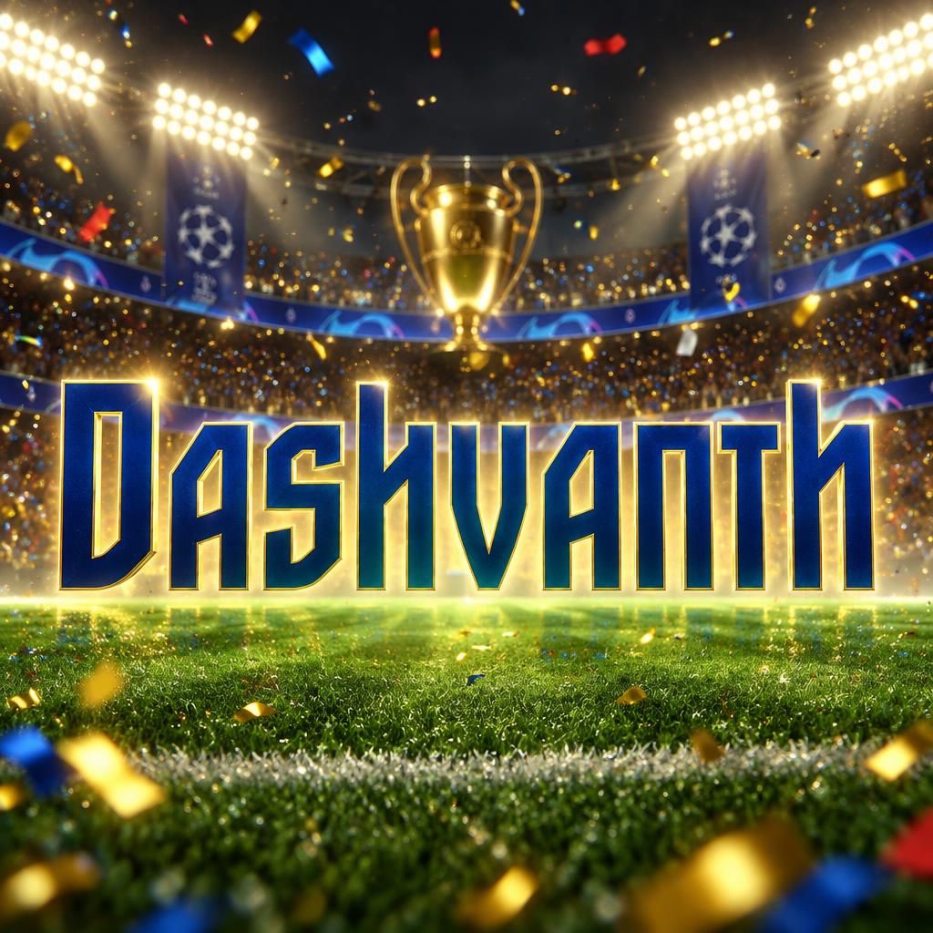 "Dashvanth" — Sports Football | AI Text Effect Generator