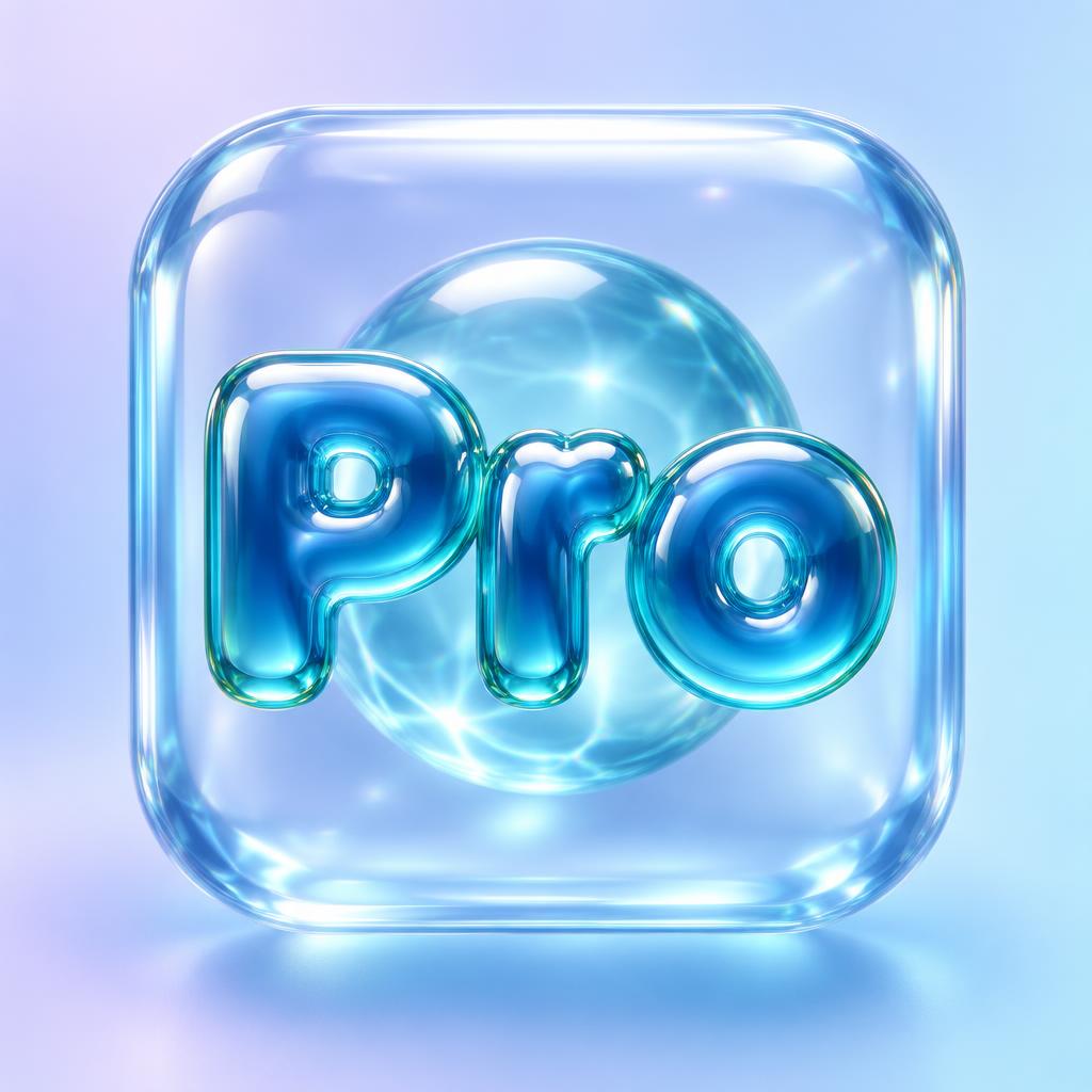 "Pro" — Glass Liquid | AI Text Effect Generator