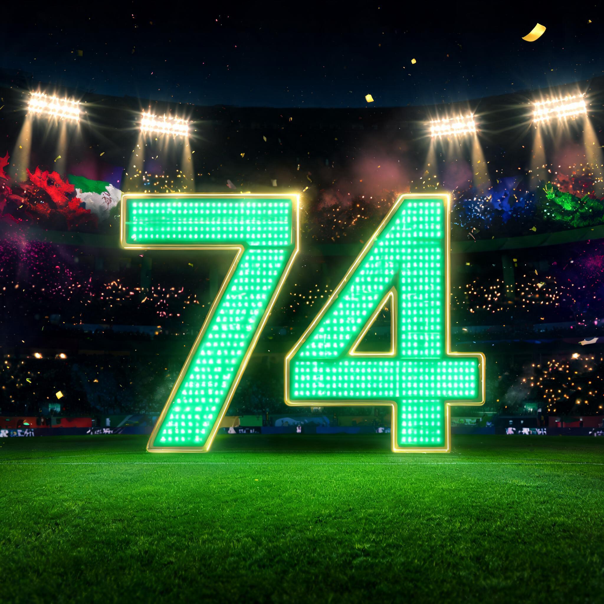 "74" — Sports Football | AI Text Effect Generator