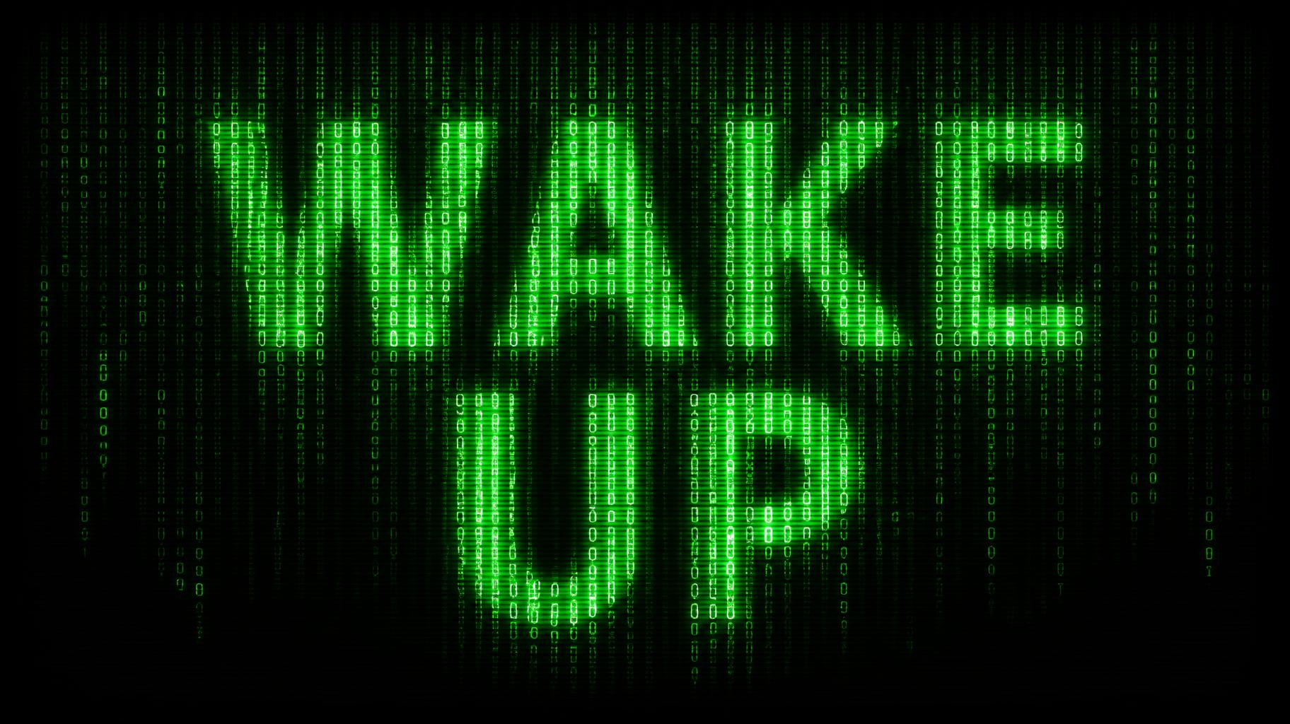 "WAKE UP" — Cyberpunk Data Stream text effect