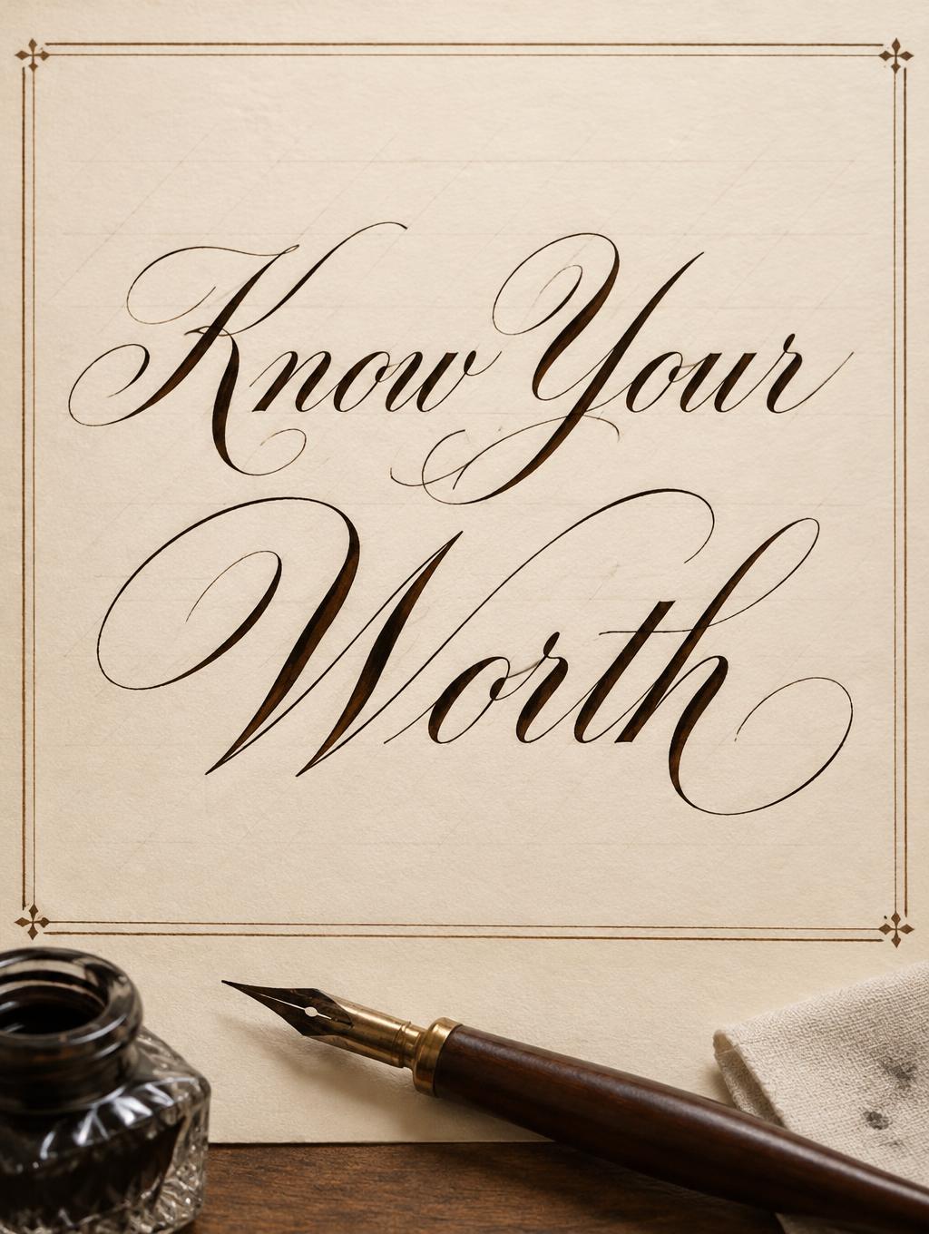 "Know Your Worth" — Cursive Calligraphy text effect