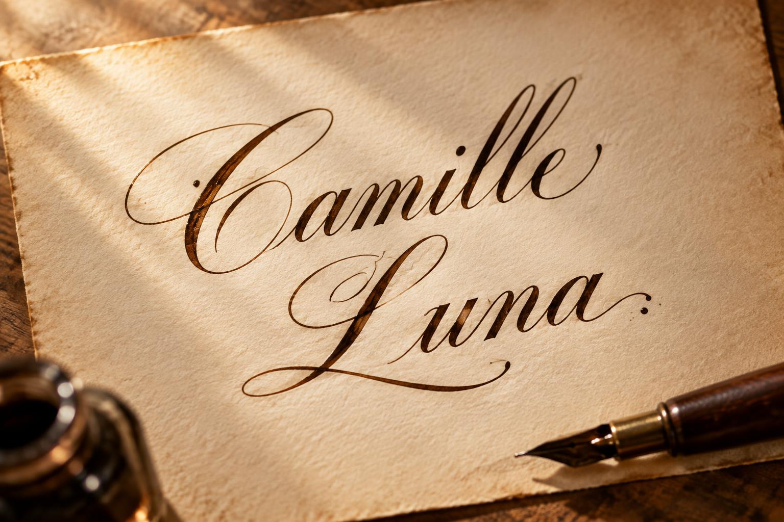 "Camille Luna" — Handwritten Script | AI Text Effect Generator