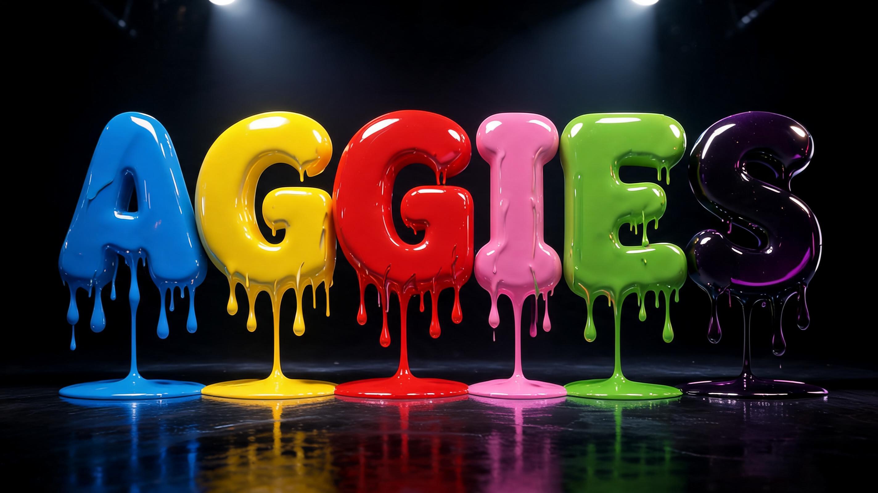"AGGIES" — Drip Font | AI Text Effect Generator