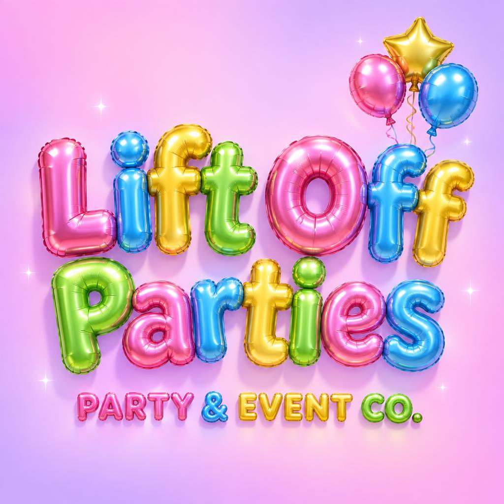 "Lift Off
Parties
PARTY & EVENT CO." — Y2k Bubbly | AI Text Effect Generator