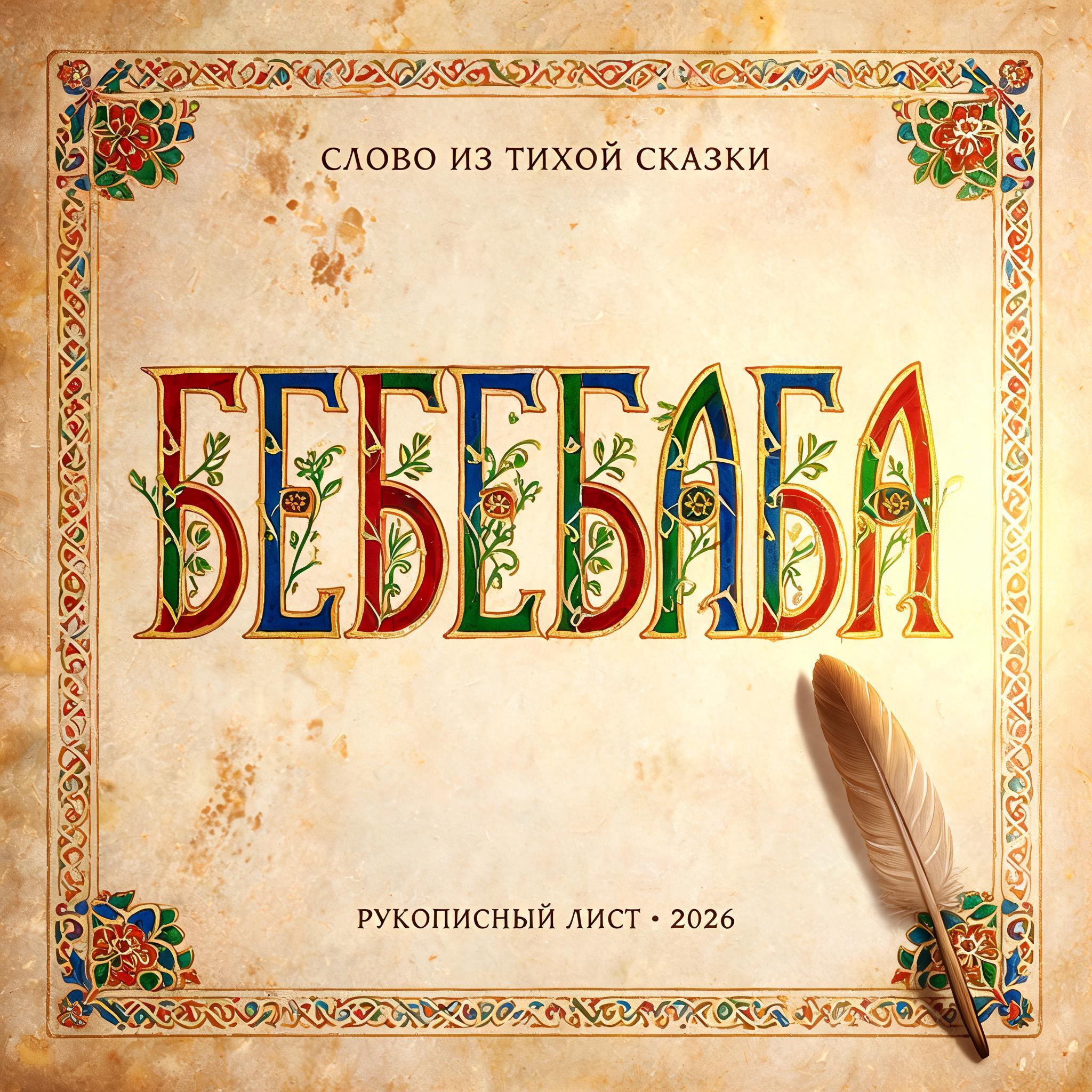 "БЕБЕБАБА
СЛОВО ИЗ ТИХОЙ СКАЗКИ
РУКОПИСНЫЙ ЛИСТ · 2026" — Medieval | AI Text Effect Generator