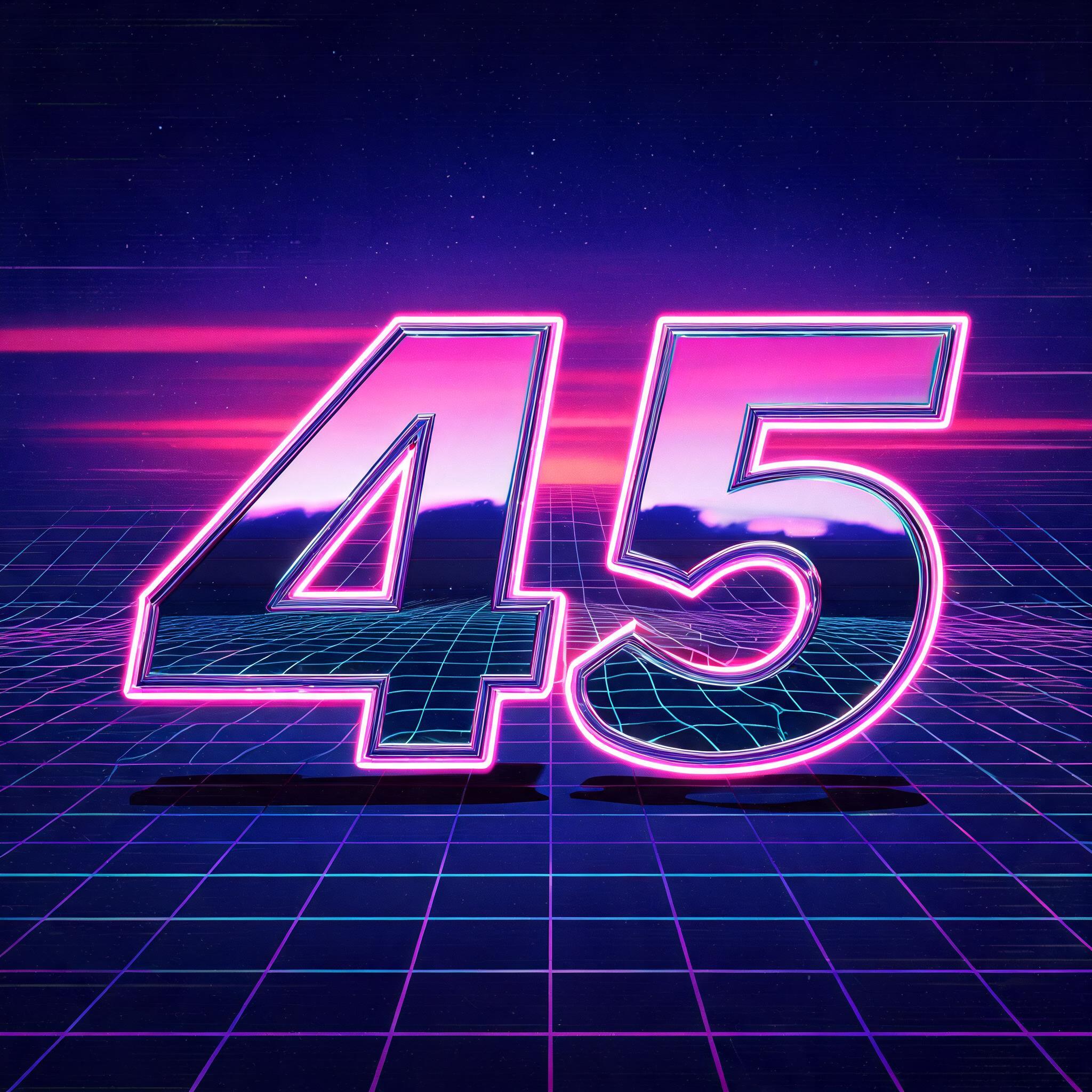 "45" — Neon 80s | AI Text Effect Generator