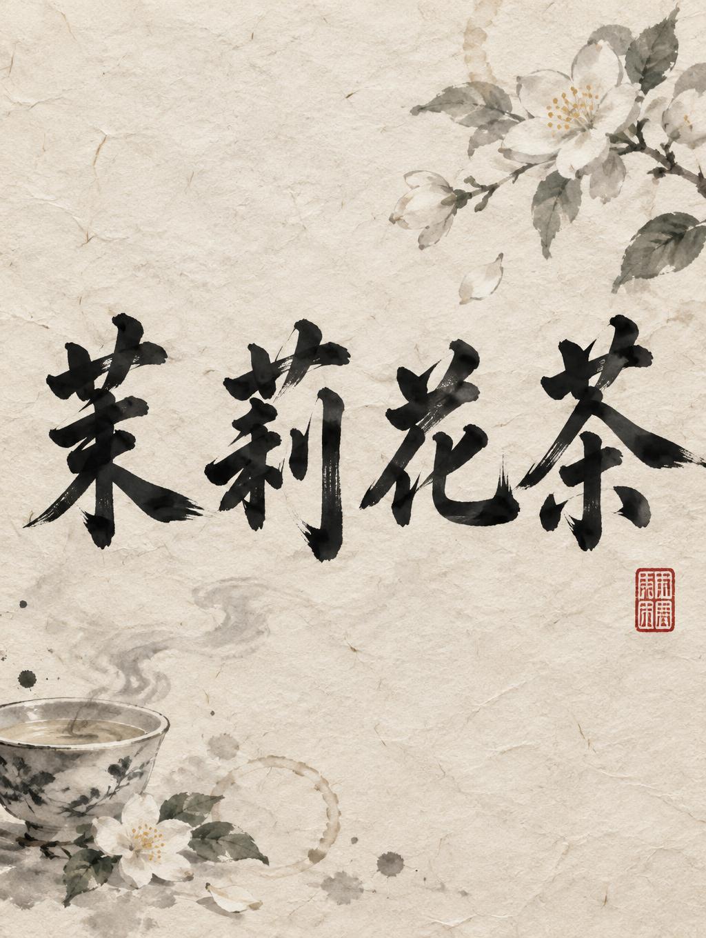"茉莉花茶" — Brush Chinese Ink | AI Text Effect Generator