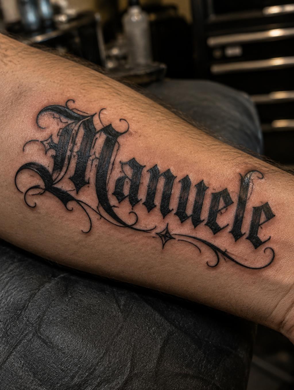 "Manuele" — Tattoo | AI Text Effect Generator