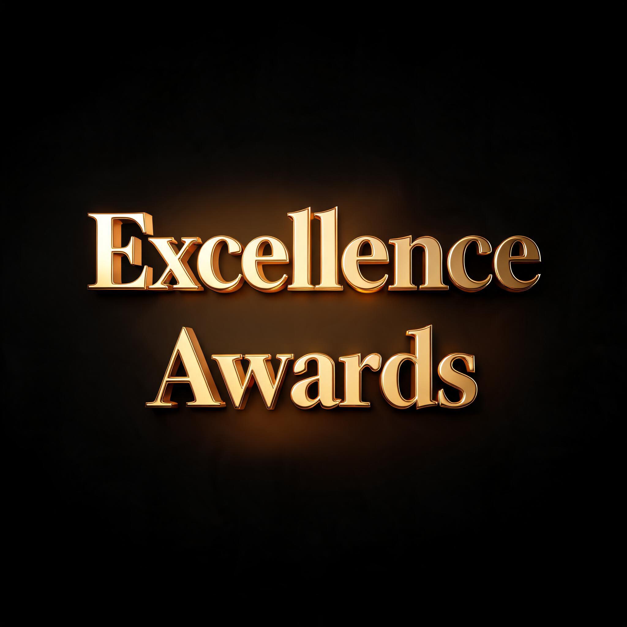 "Excellence Awards" — 3d Bold Gold | AI Text Effect Generator