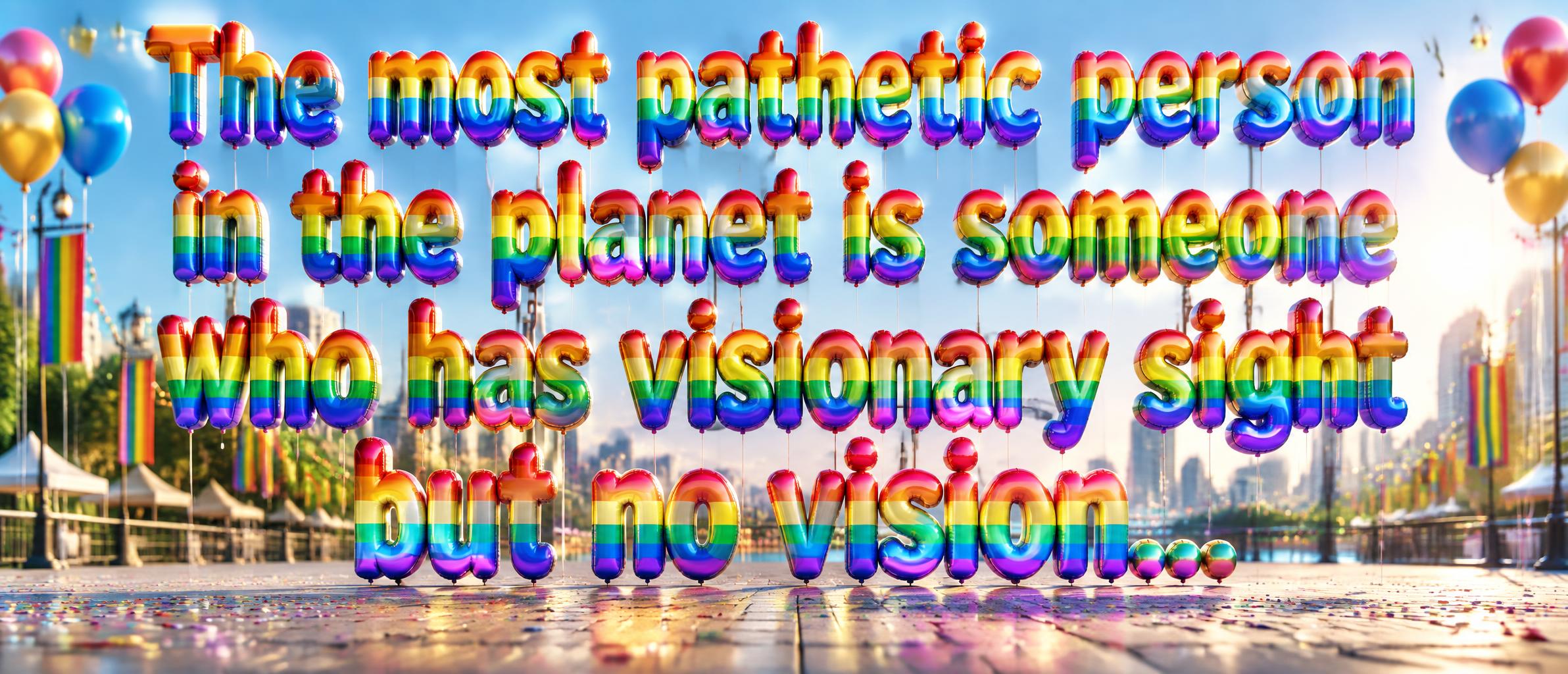 "The most pathetic person in the planet is someone who has visionary sight but no vision..." — Rainbow | AI Text Effect Generator