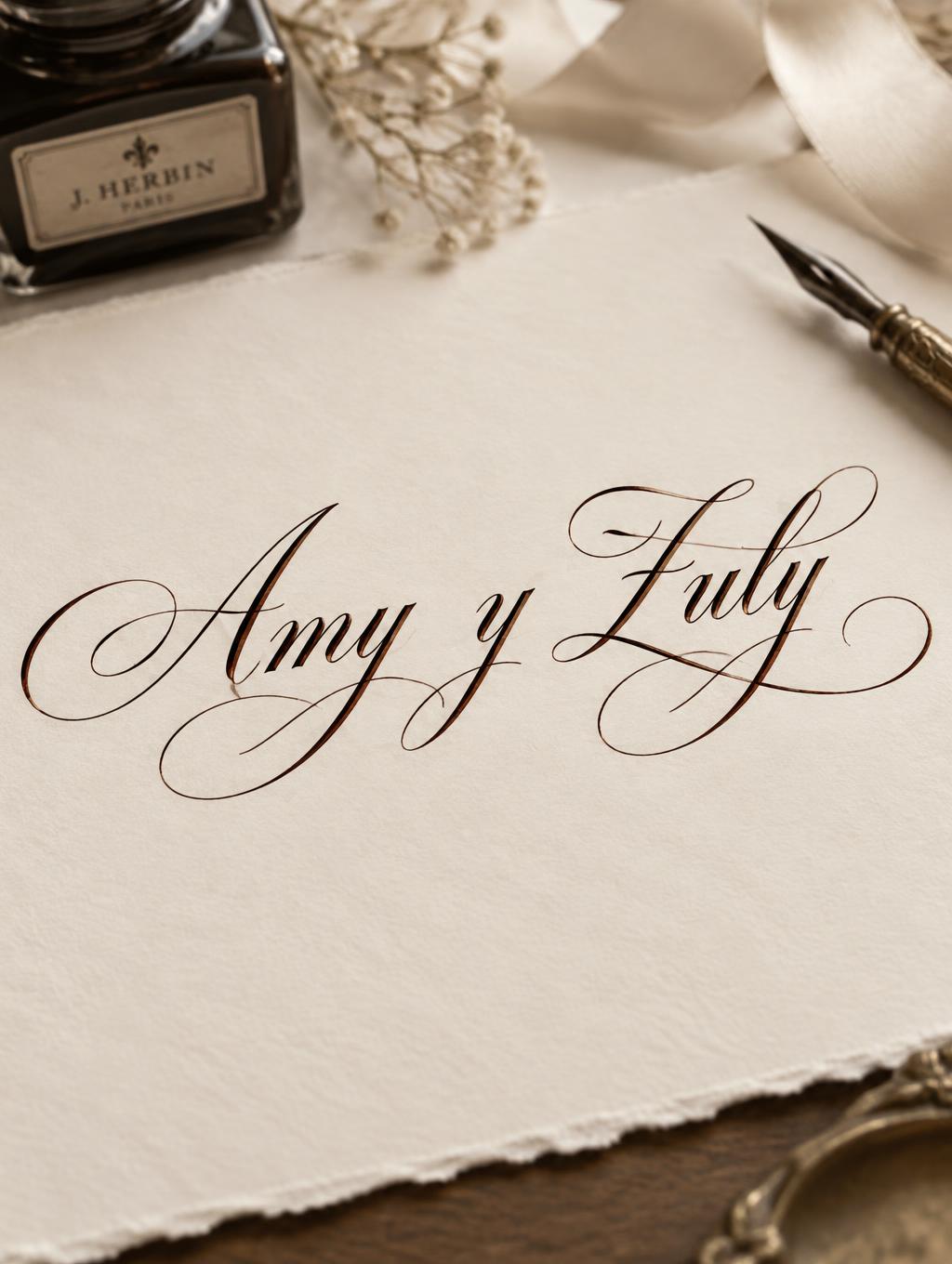 "Amy y Zuly" — Cursive Calligraphy | AI Text Effect Generator